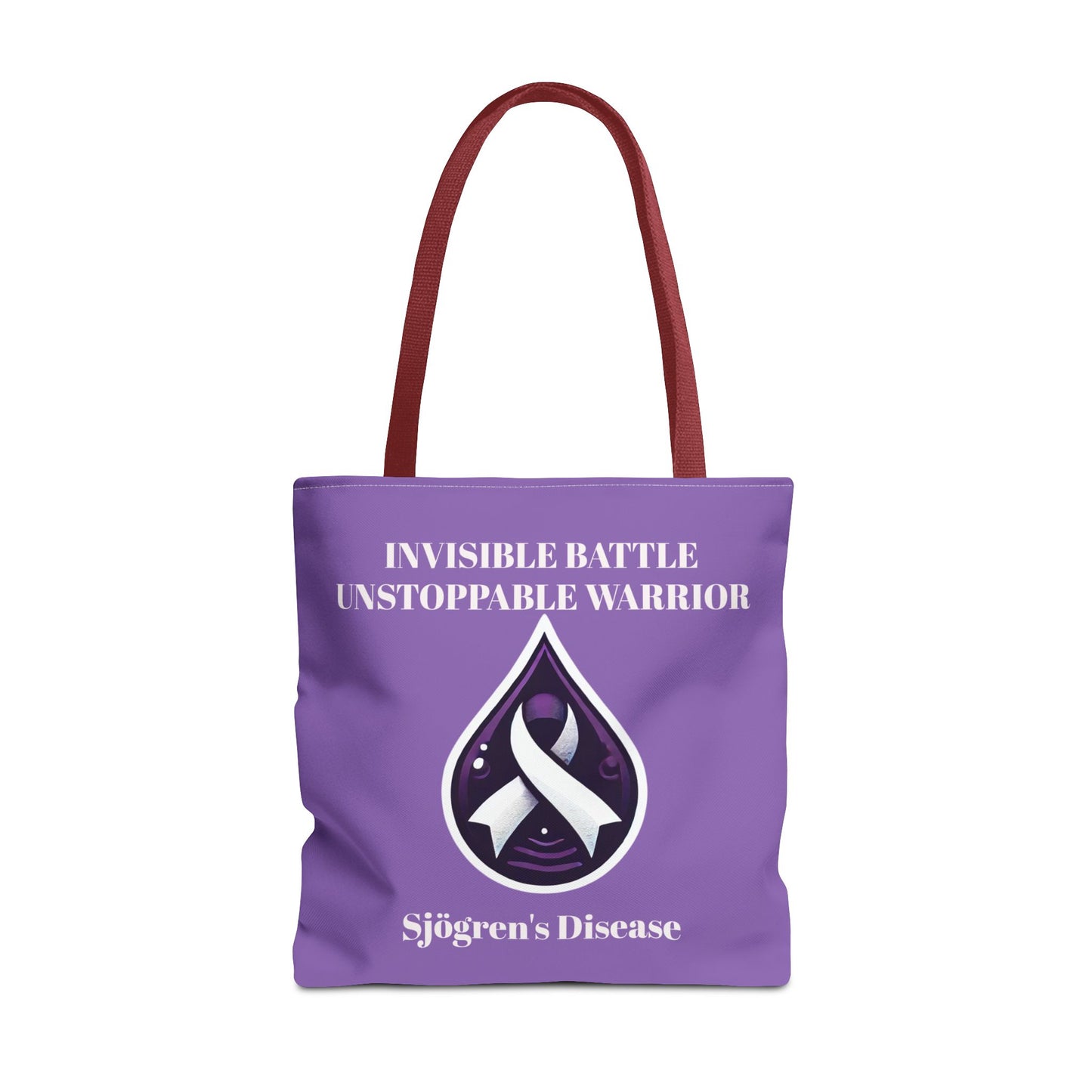 Invisible Battle Unstoppable Warrior Tote Bag - Sjögren's Disease Awareness (Purple)