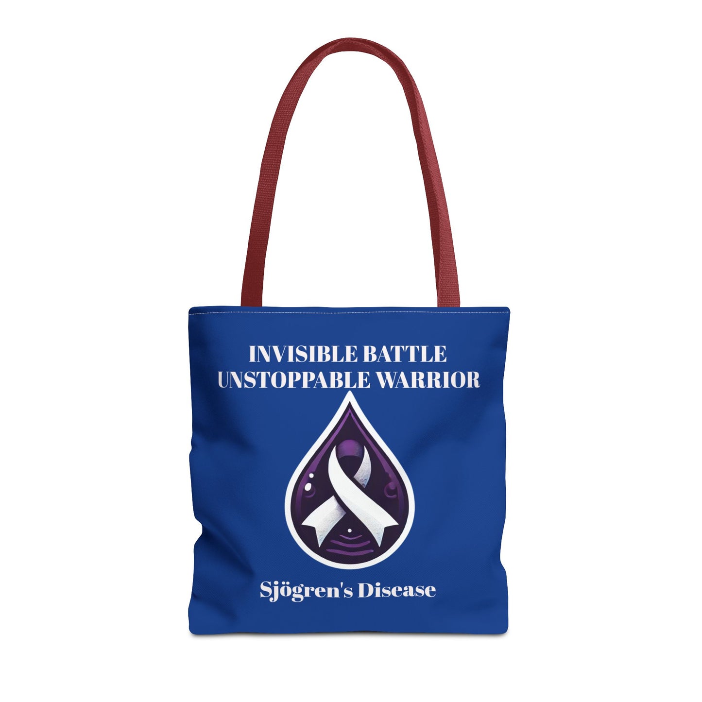 Invisible Battle Unstoppable Warrior Tote Bag - Sjögren's Disease Awareness (Dark Blue)