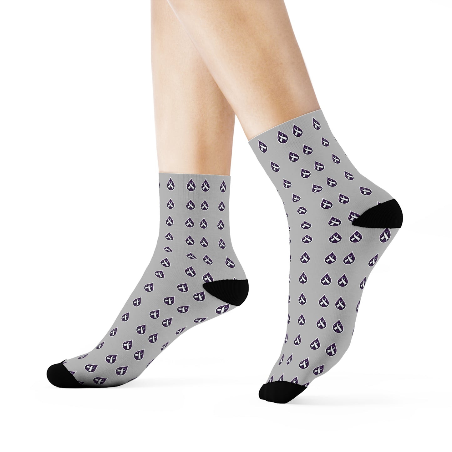 Sjögren's Disease Teardrop Pattern Crew Socks (Light Gray)