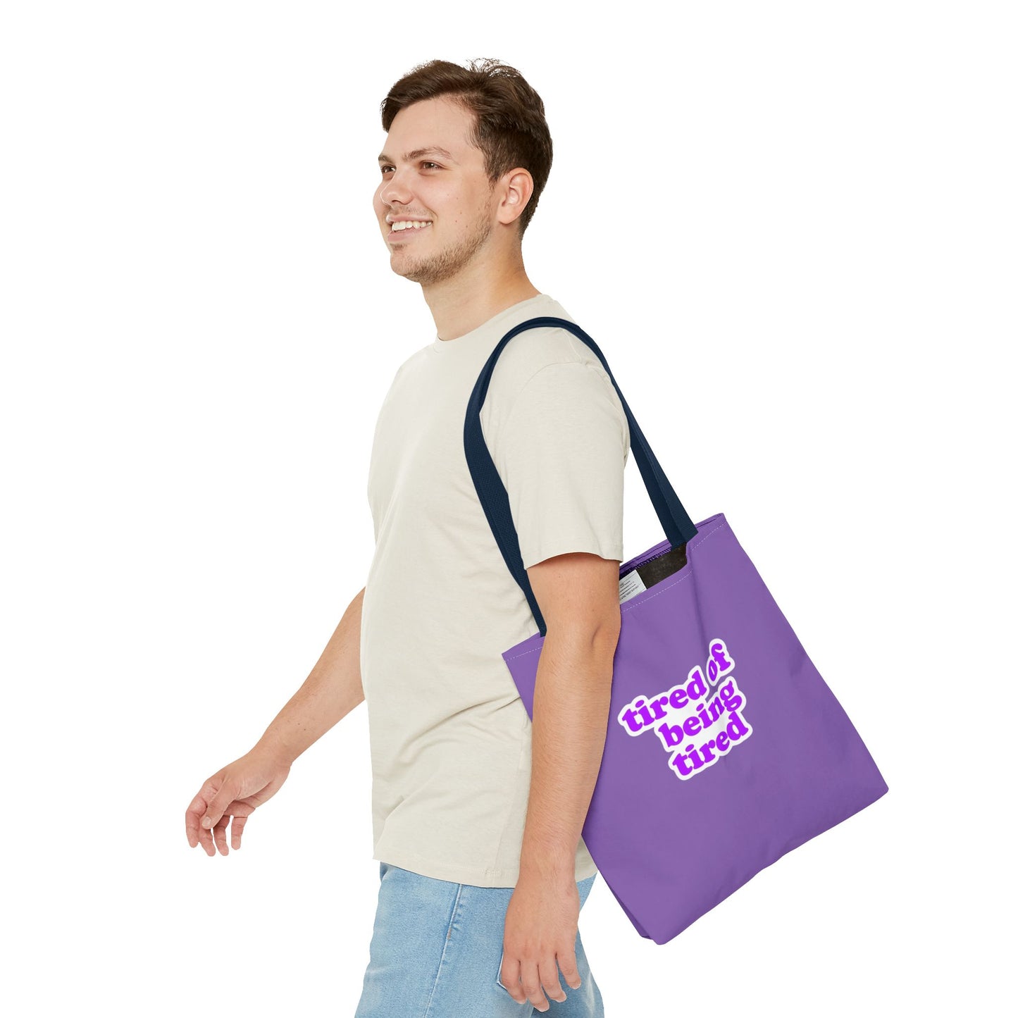Autoimmune Disease Awareness Tote Bag - "tired of being tired" (Purple)