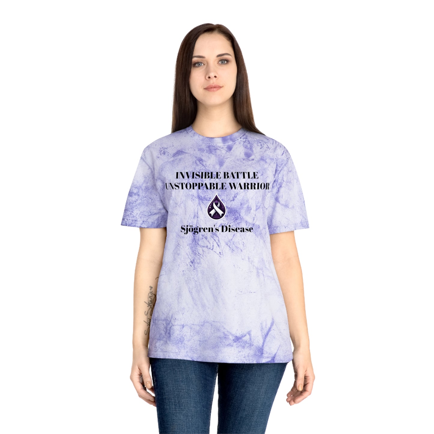 Unisex Color Blast T-Shirt - Invisible Battle, Unstoppable Warrior - Sjögren's Disease Awareness
