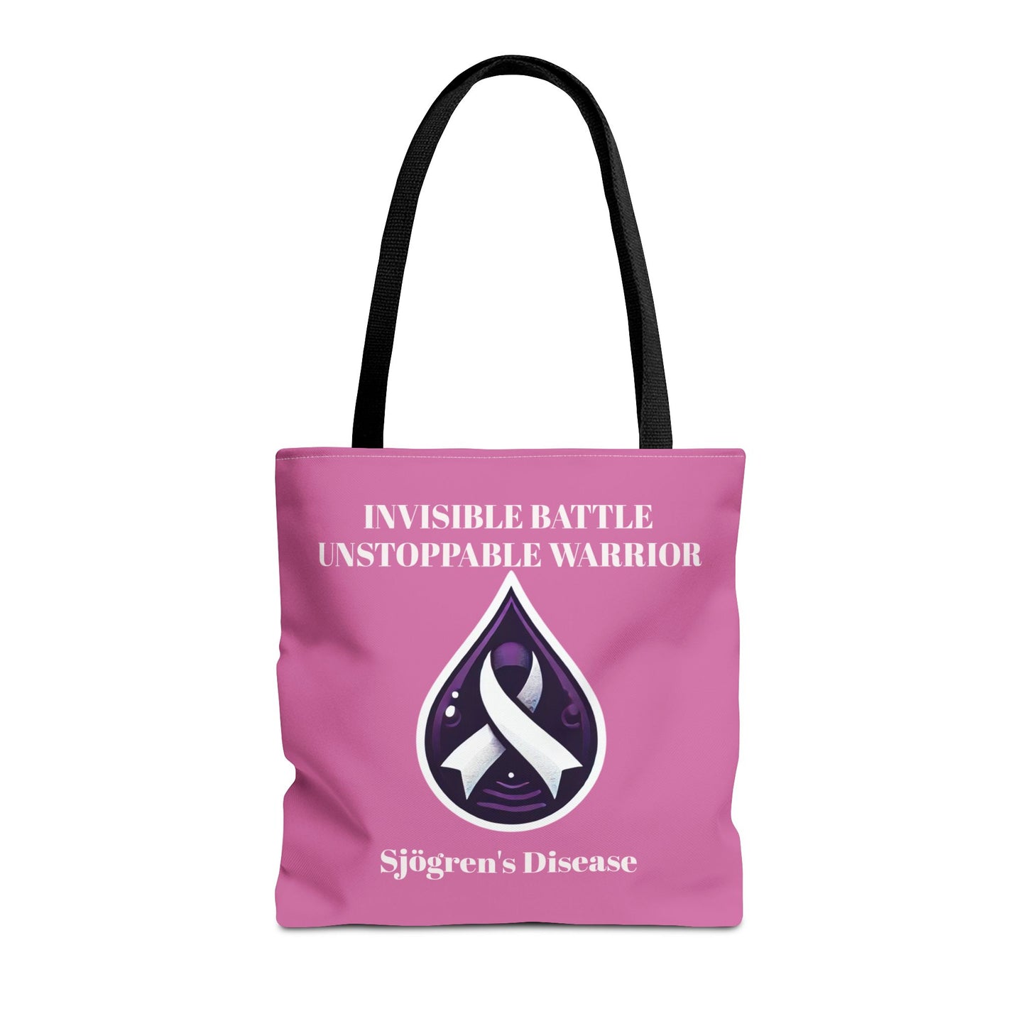 Invisible Battle Unstoppable Warrior Tote Bag - Sjögren's Disease Awareness (Light Pink)