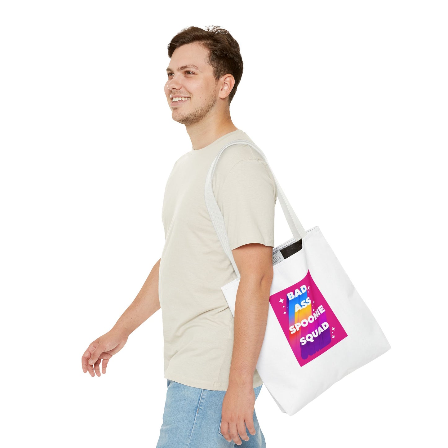 Autoimmune Disease Awareness Tote Bag - "Bad Ass Spoonie Squad" (White)