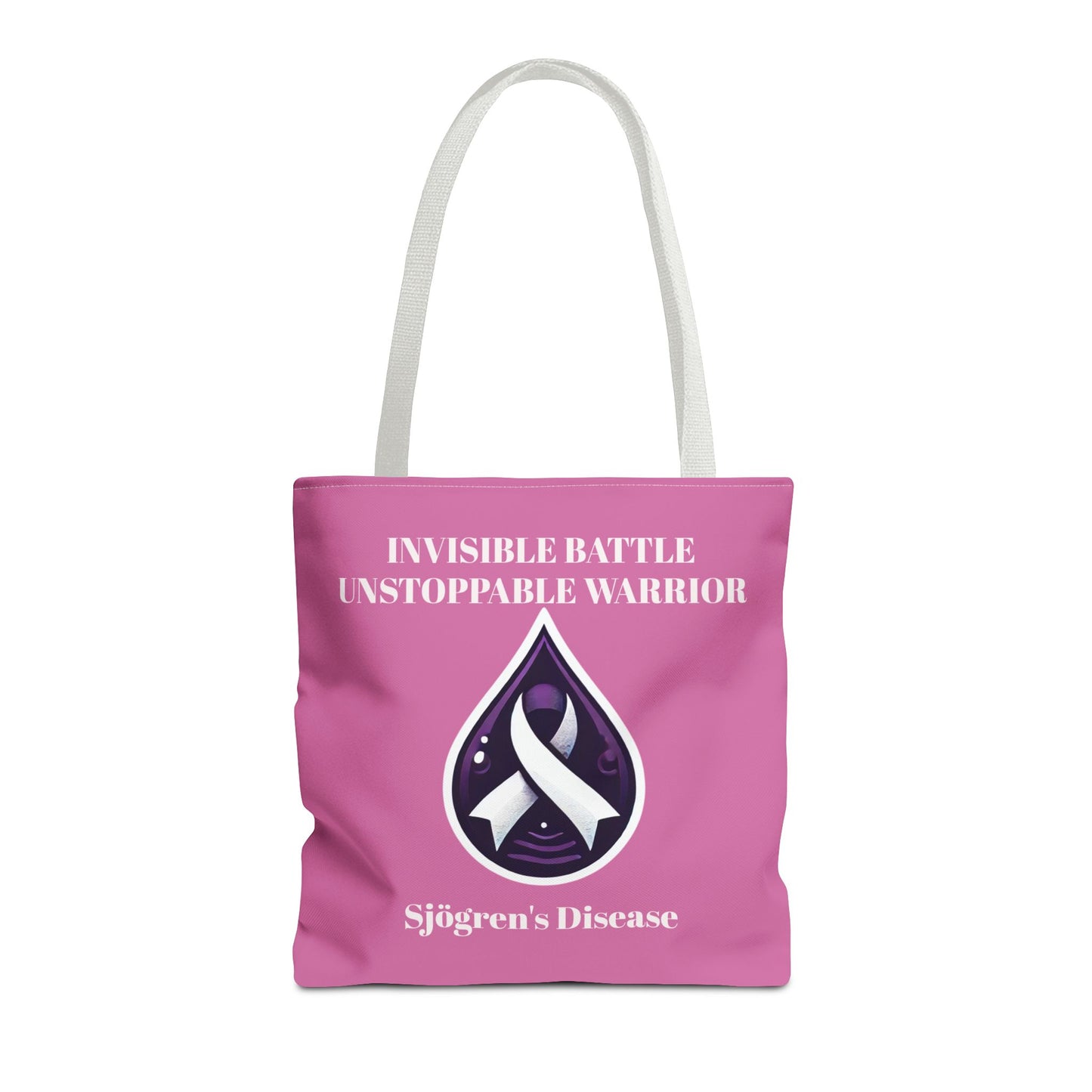 Invisible Battle Unstoppable Warrior Tote Bag - Sjögren's Disease Awareness (Light Pink)