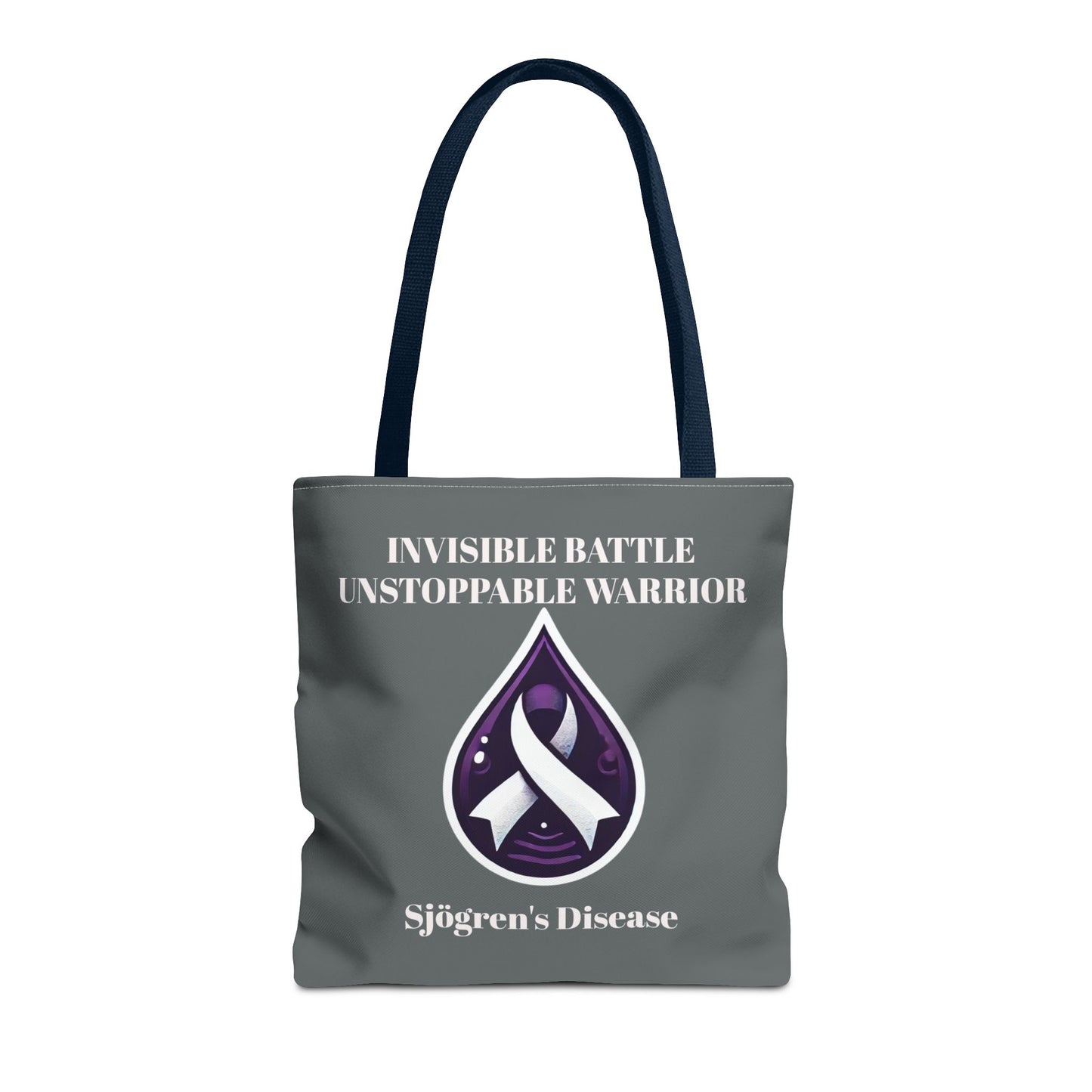 Invisible Battle Unstoppable Warrior Tote Bag - Sjögren's Disease Awareness (Dark Gray)