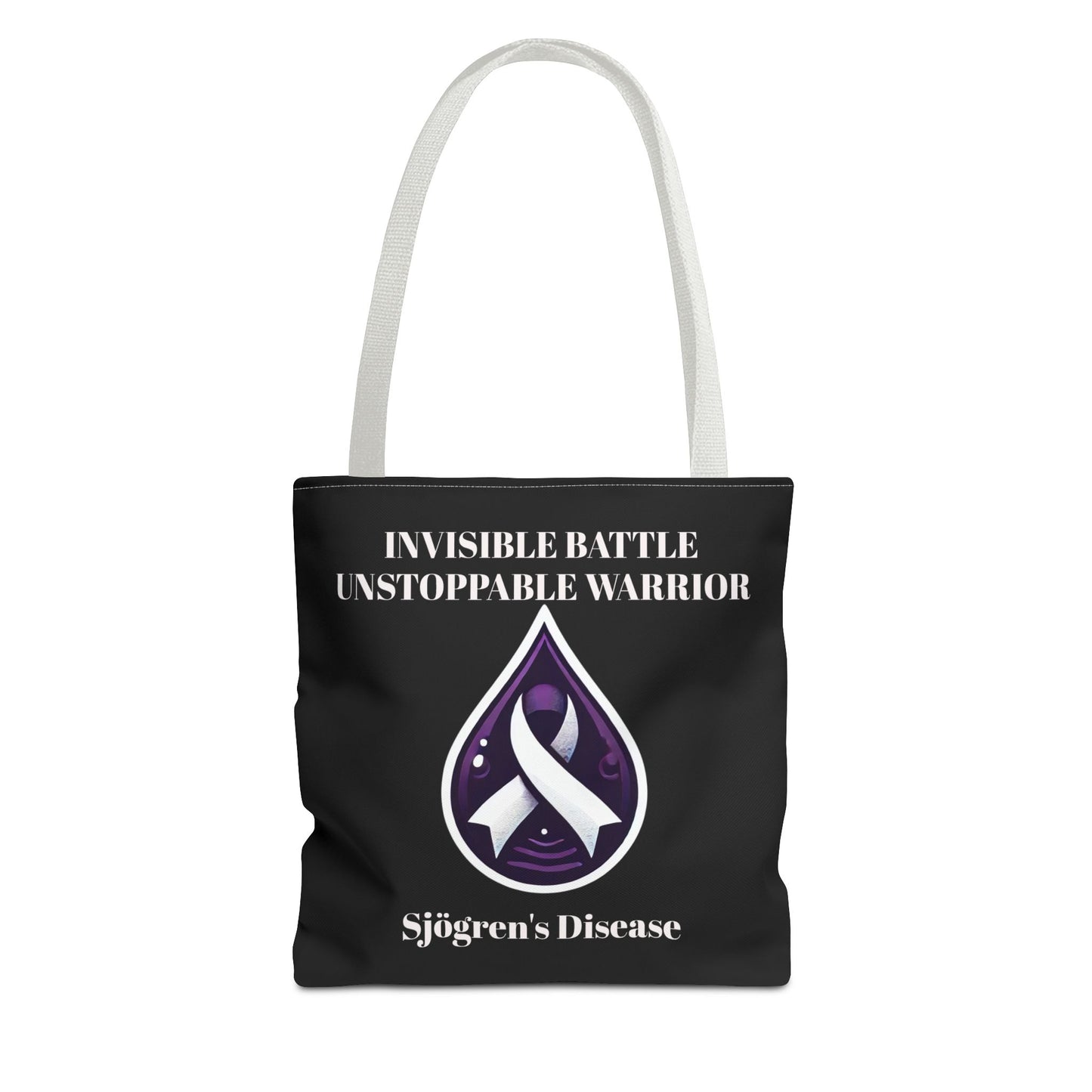 Invisible Battle Unstoppable Warrior Tote Bag - Sjögren's Disease Awareness (Black)