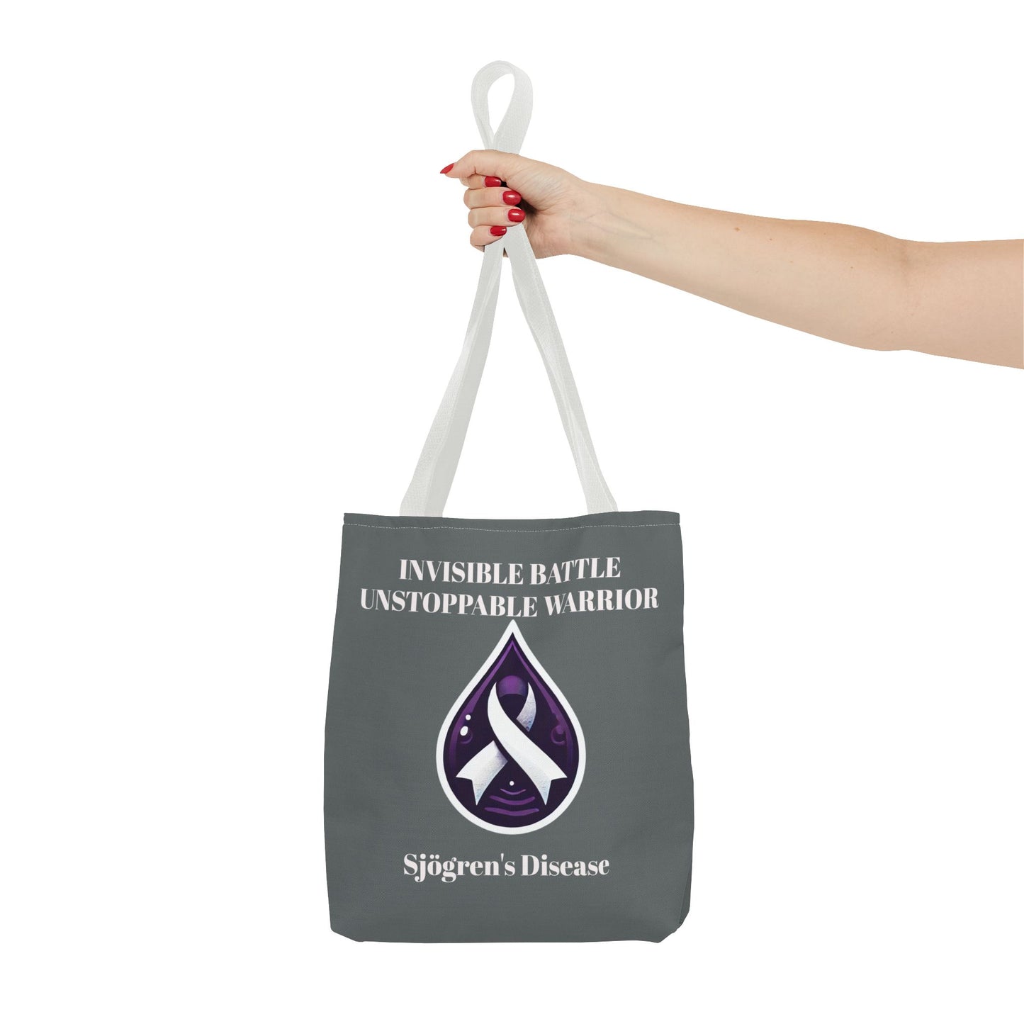 Invisible Battle Unstoppable Warrior Tote Bag - Sjögren's Disease Awareness (Dark Gray)