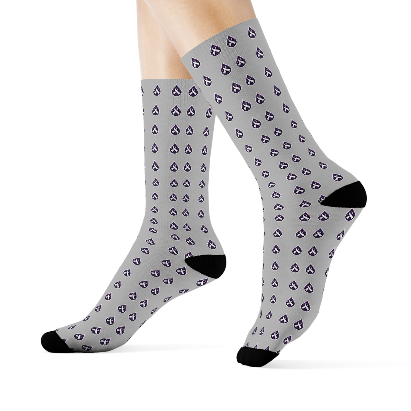 Sjögren's Disease Teardrop Pattern Crew Socks (Light Gray)