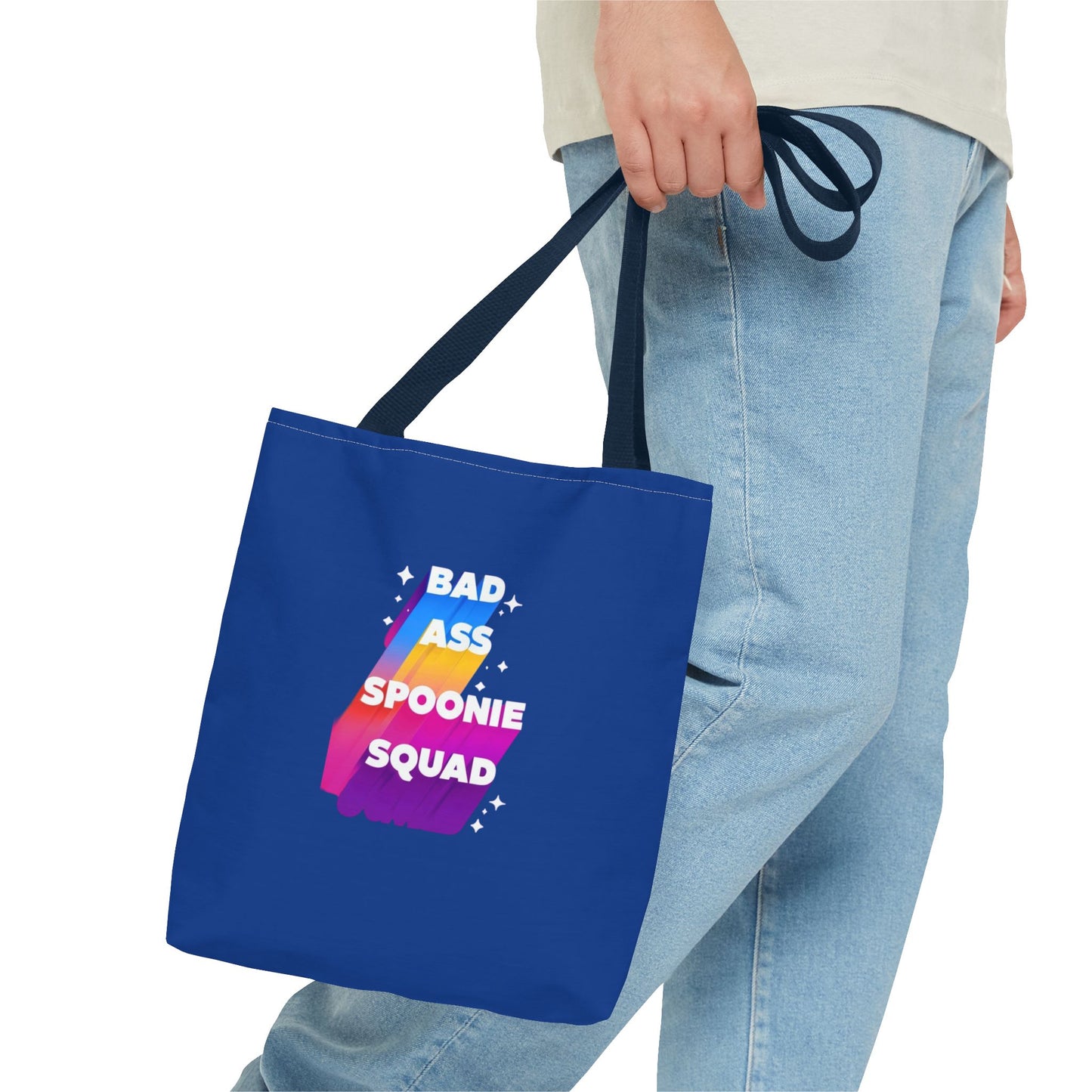 Autoimmune Disease Awareness Tote Bag - "Bad Ass Spoonie Squad" (Dark Blue)