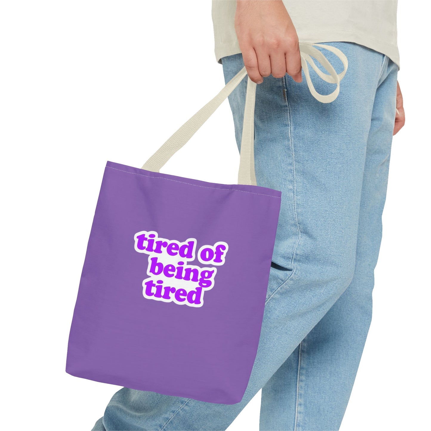 Autoimmune Disease Awareness Tote Bag - "tired of being tired" (Purple)