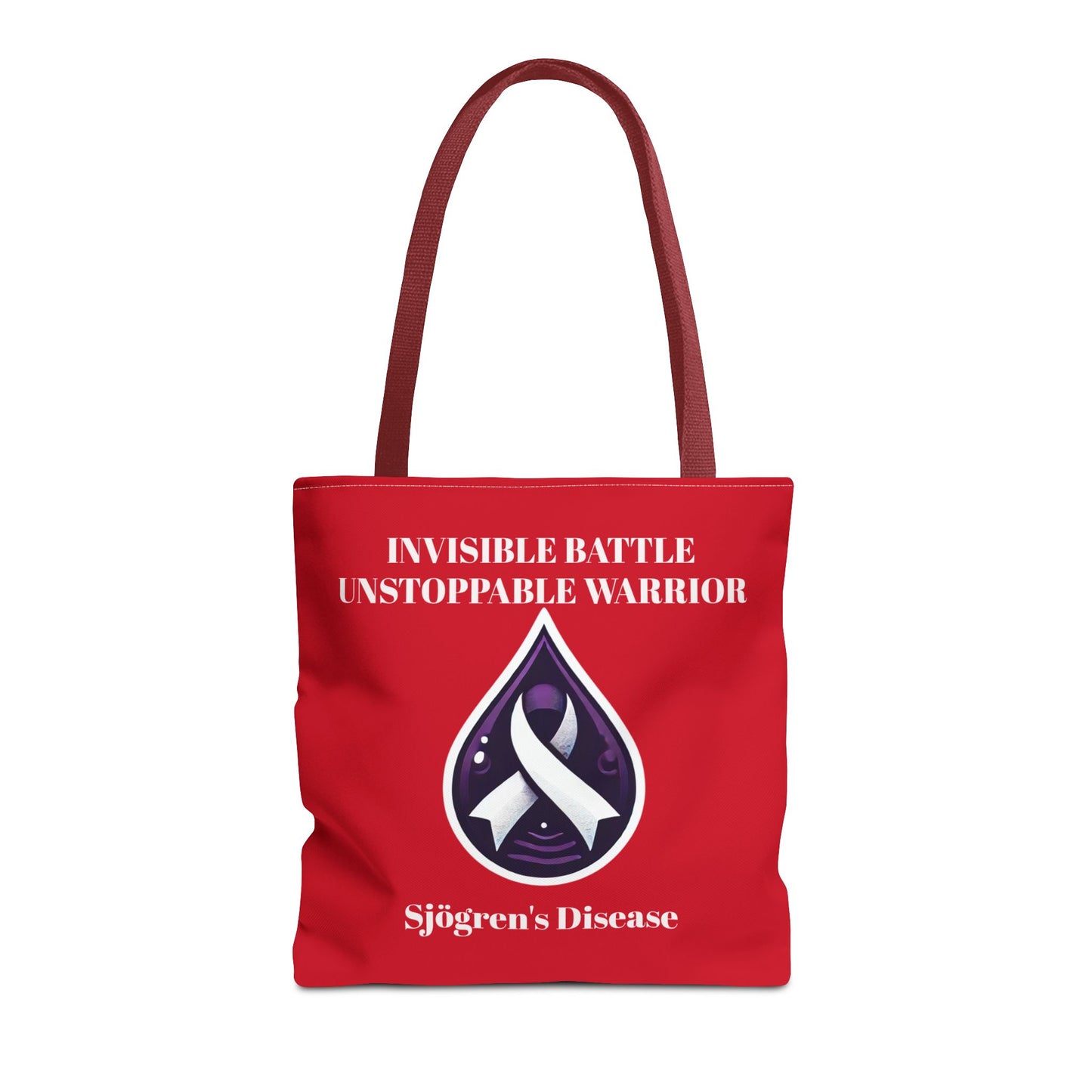 Invisible Battle Unstoppable Warrior Tote Bag - Sjögren's Disease Awareness (Red)