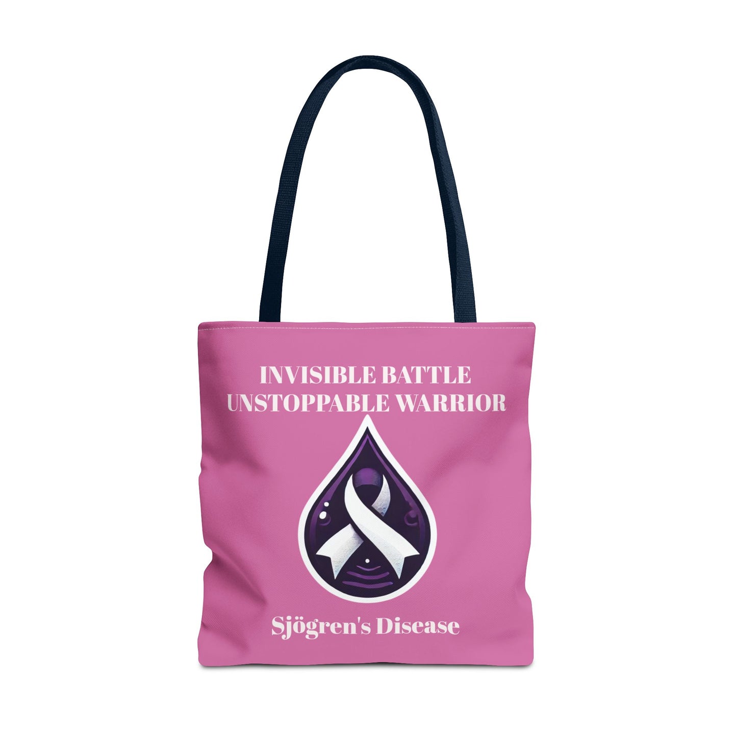Invisible Battle Unstoppable Warrior Tote Bag - Sjögren's Disease Awareness (Light Pink)