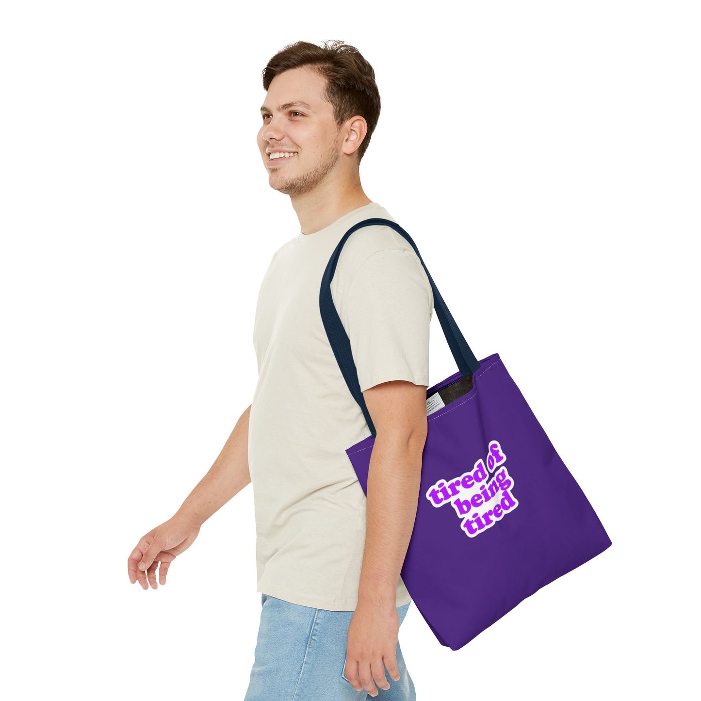 Autoimmune Disease Awareness Tote Bag - "tired of being tired" (Purple)
