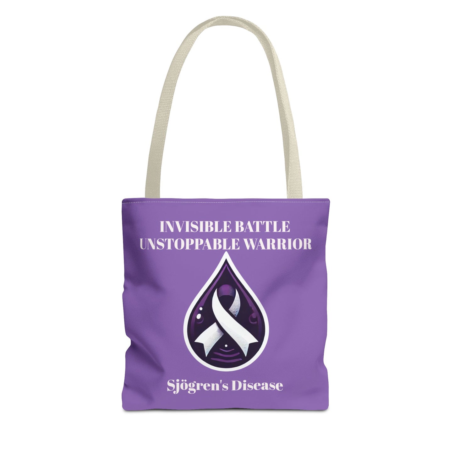 Invisible Battle Unstoppable Warrior Tote Bag - Sjögren's Disease Awareness (Purple)