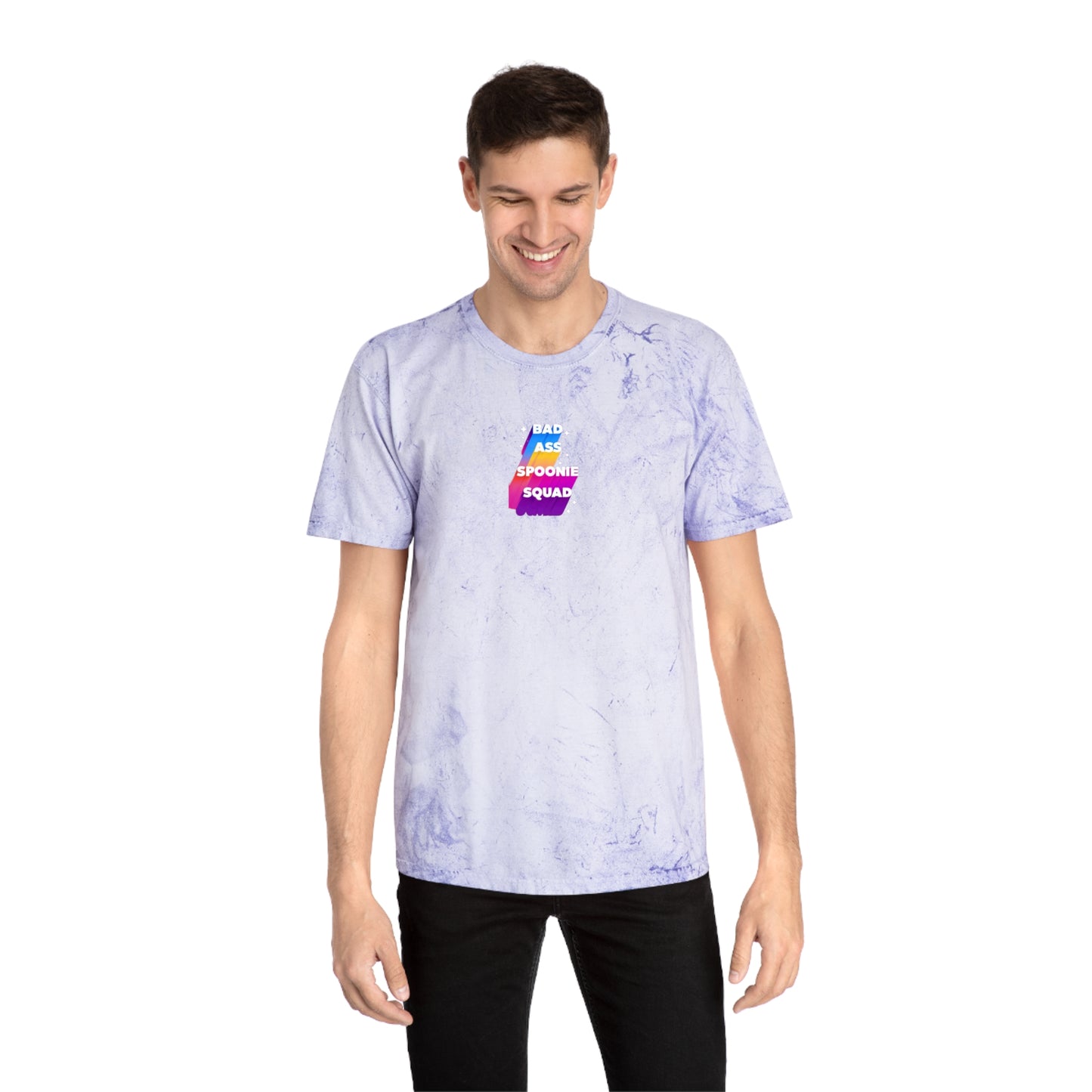 Unisex Color Blast T-Shirt - "Bad Ass Spoonie Squad" - Sjögren's Disease Awareness
