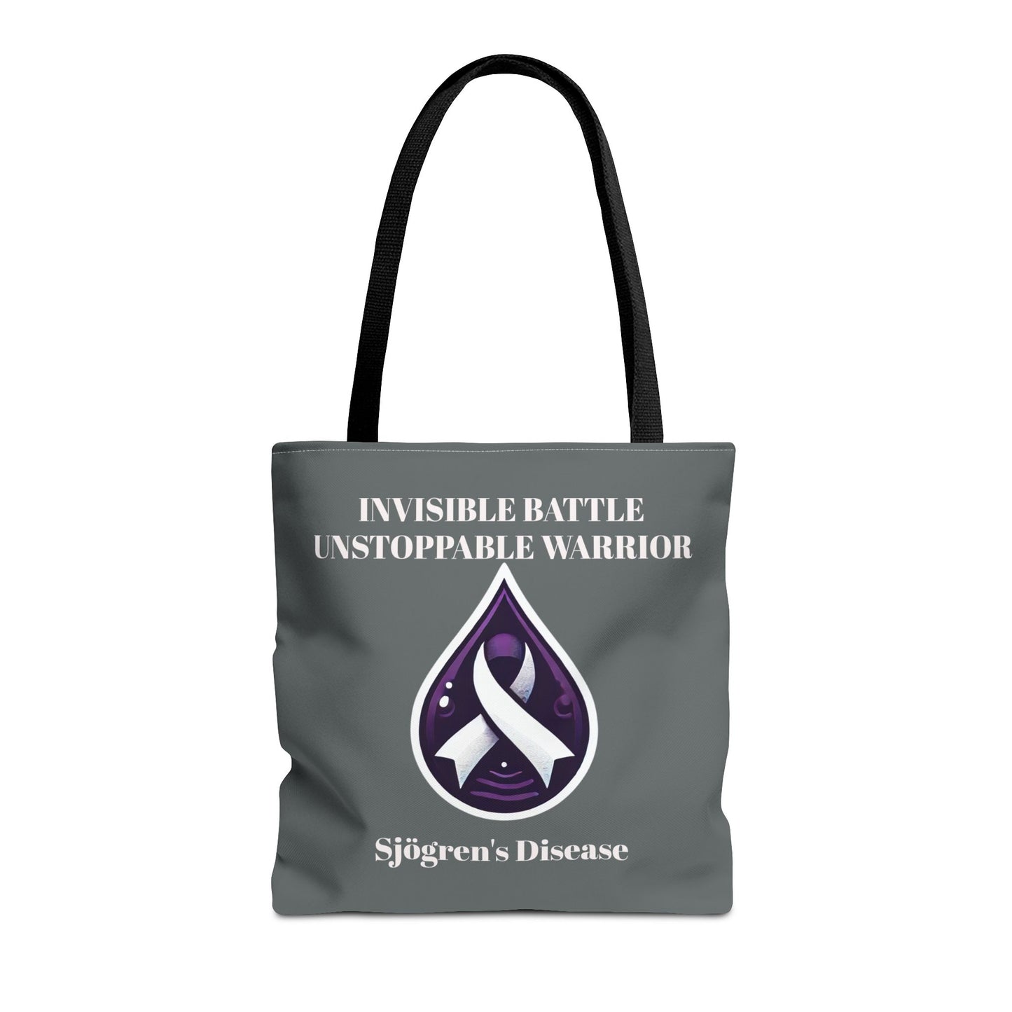 Invisible Battle Unstoppable Warrior Tote Bag - Sjögren's Disease Awareness (Dark Gray)
