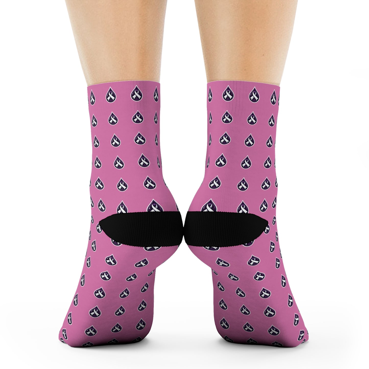 Sjögren's Disease Teardrop Pattern Crew Socks (Pink)