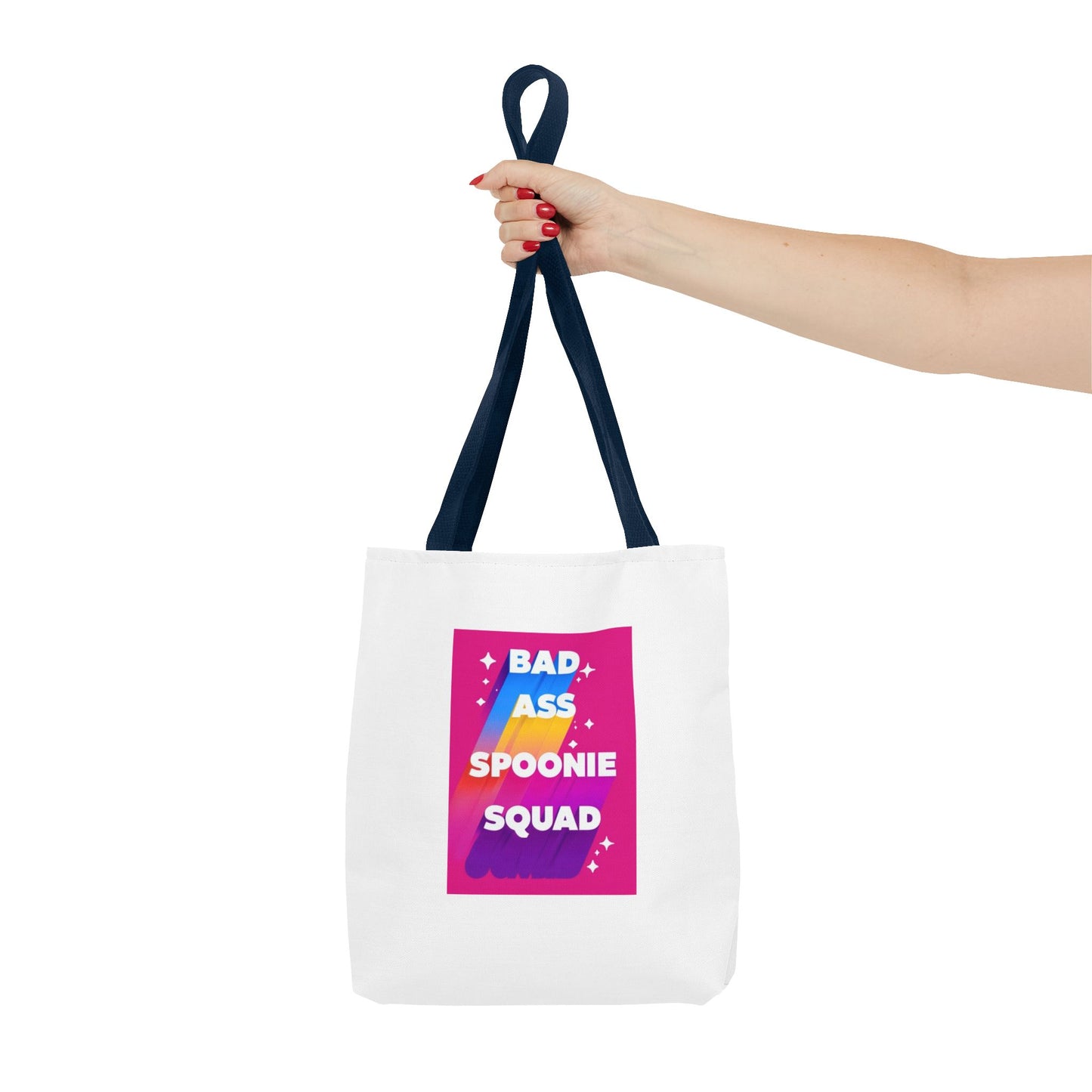 Autoimmune Disease Awareness Tote Bag - "Bad Ass Spoonie Squad" (White)
