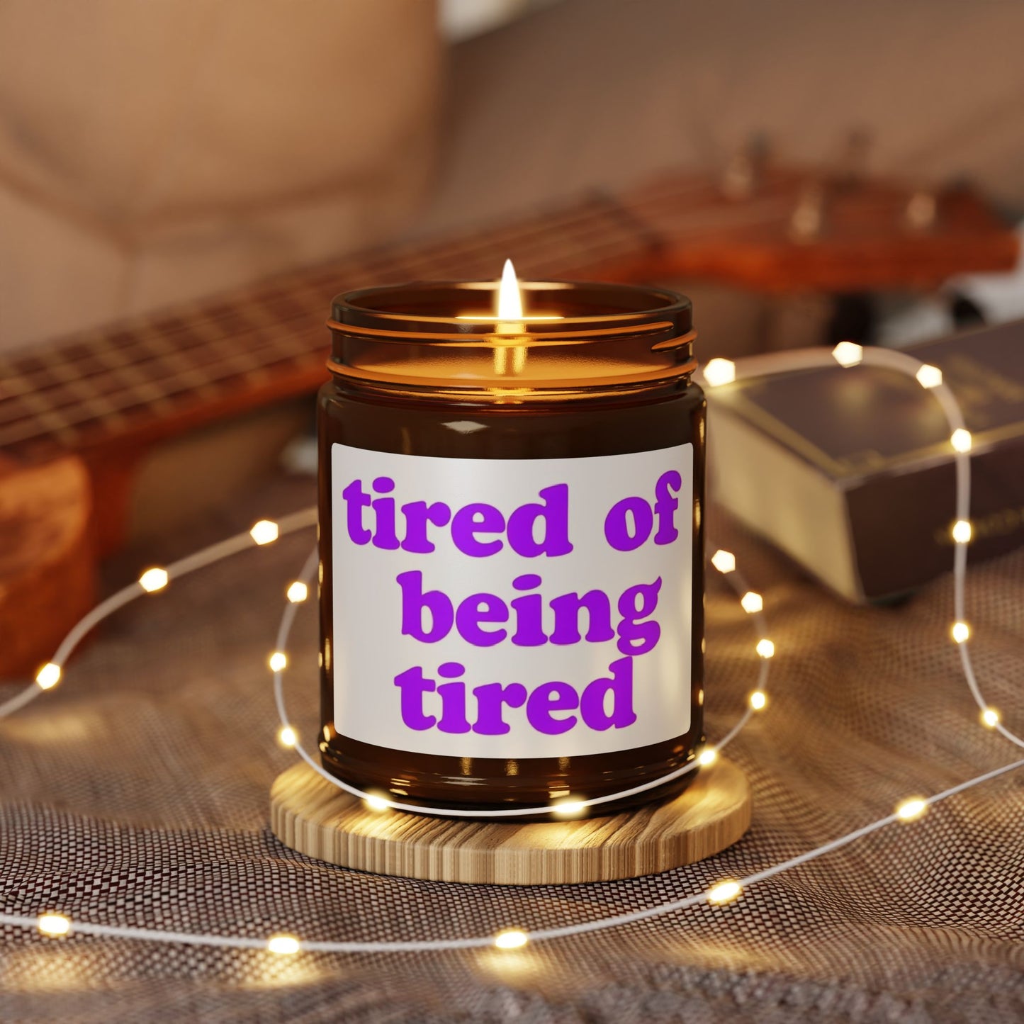 Autoimmune Disease "Tired of Being Tired" |Scented Soy Candle -  Amber Jar | Relaxing Aromatherapy