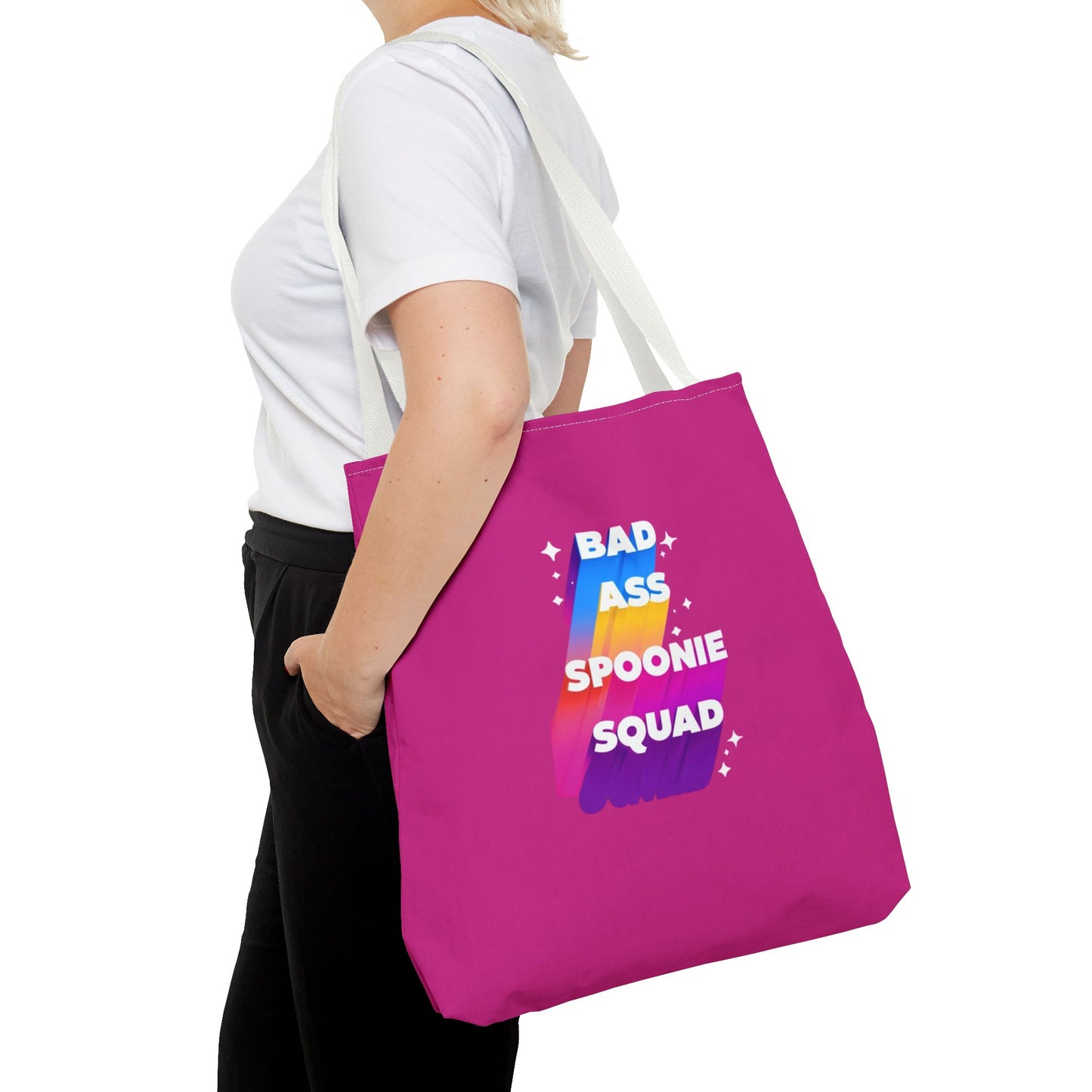 Autoimmune Disease Awareness Tote Bag - "Big Ass Spoonie Squad" (Pink)