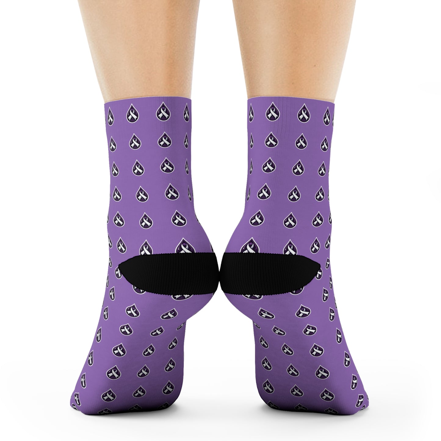 Sjögren's Disease Teardrop Pattern Crew Socks (Light Purple)