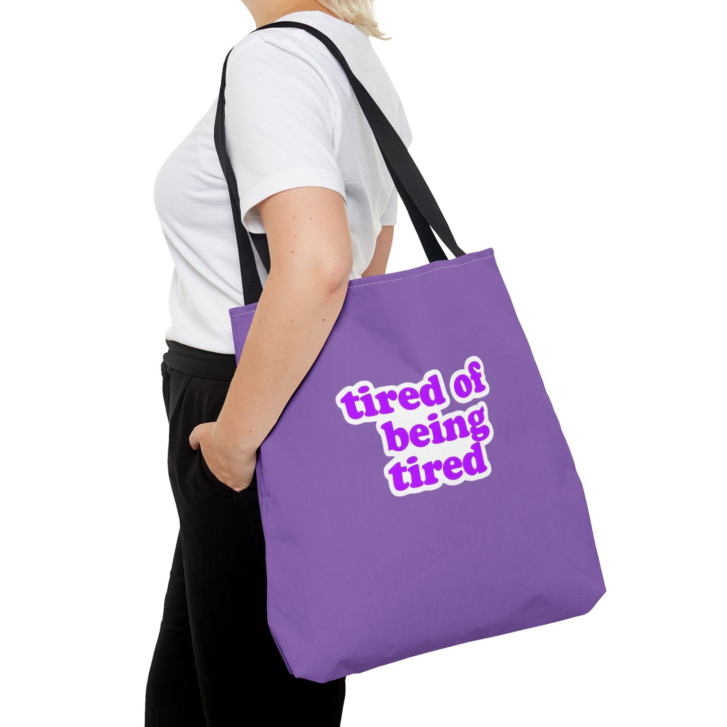 Autoimmune Disease Awareness Tote Bag - "tired of being tired" (Purple)