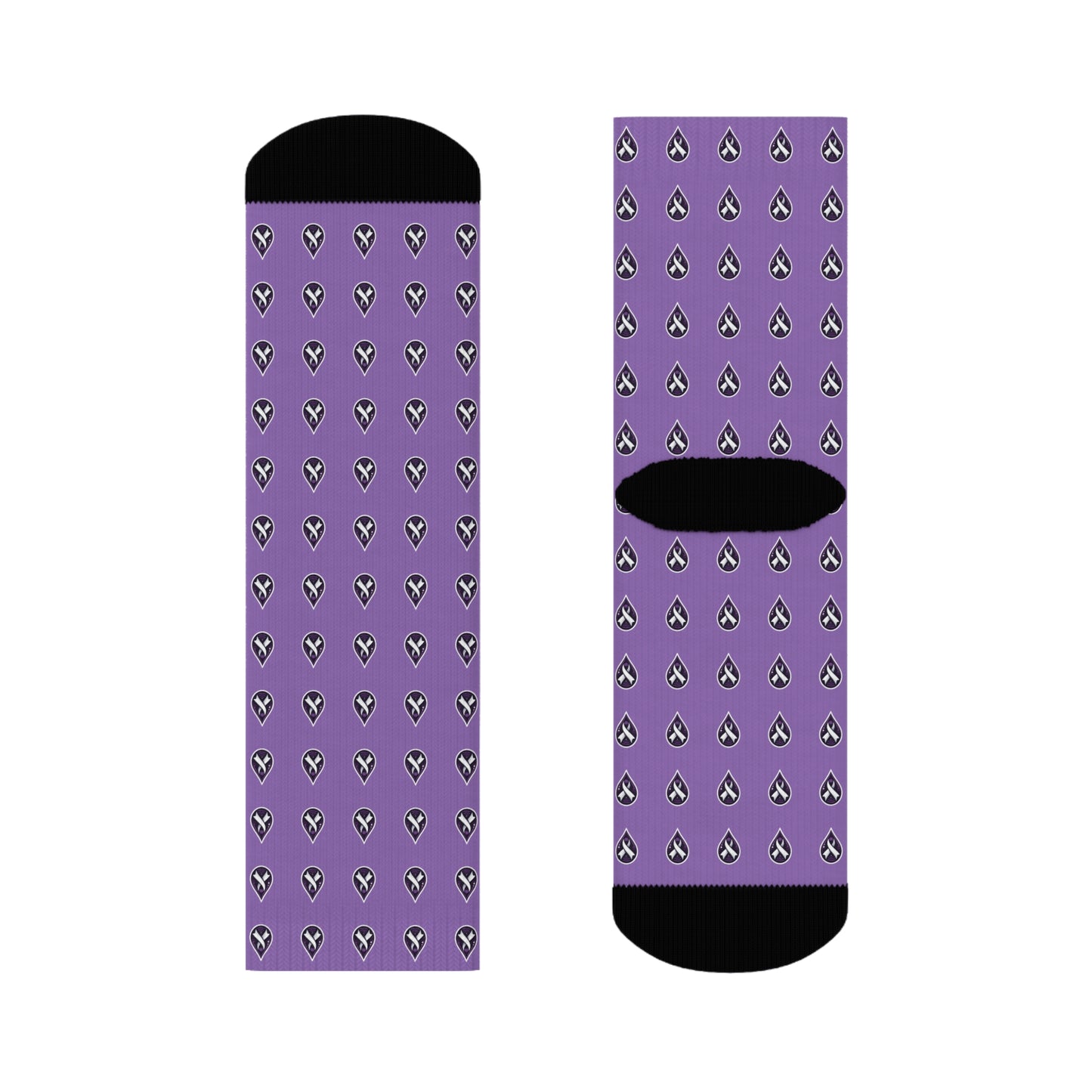 Sjögren's Disease Teardrop Pattern Crew Socks (Light Purple)
