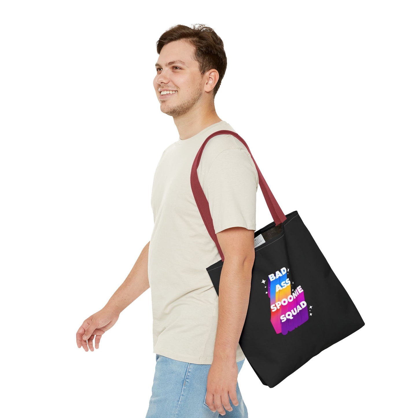 Autoimmune Disease Awareness Tote Bag - "Bad Ass Spoonie Squad" (Black)