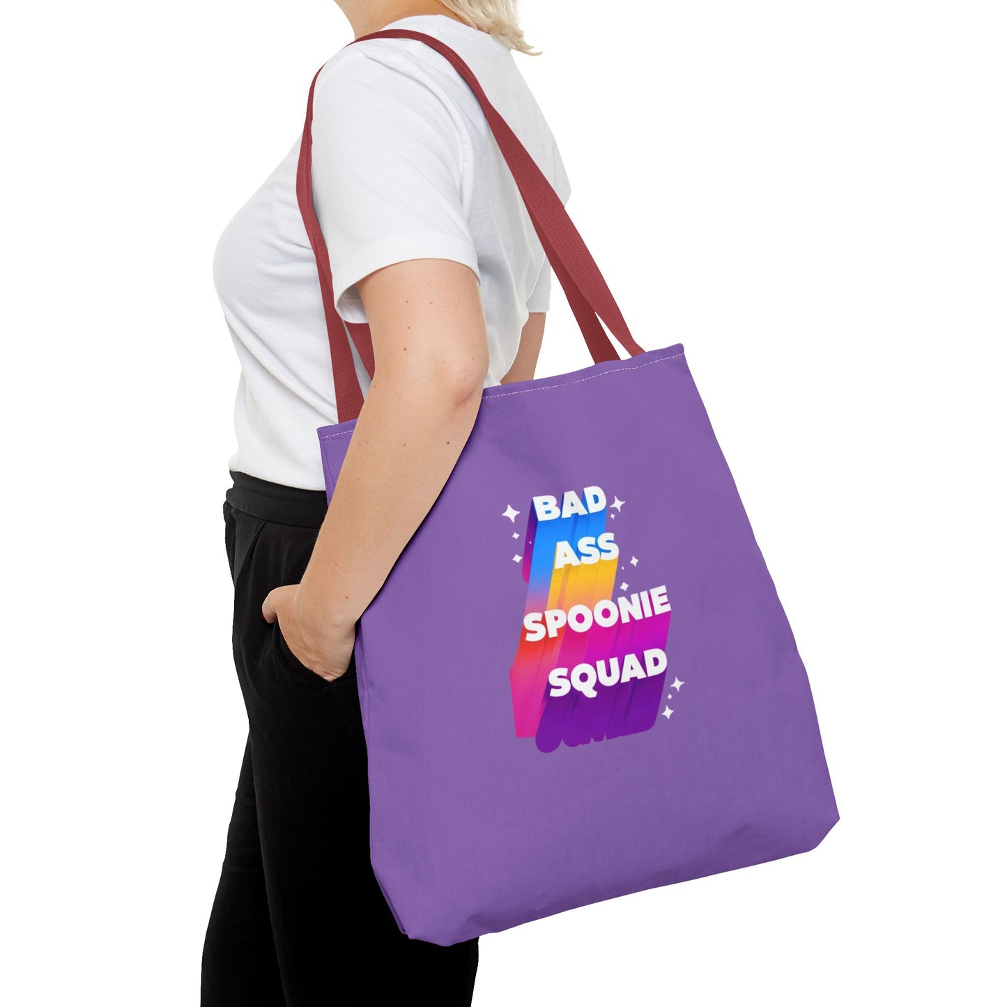 Autoimmune Disease Awareness Tote Bag - "Bad Ass Spoonie Squad" (Light Purple)