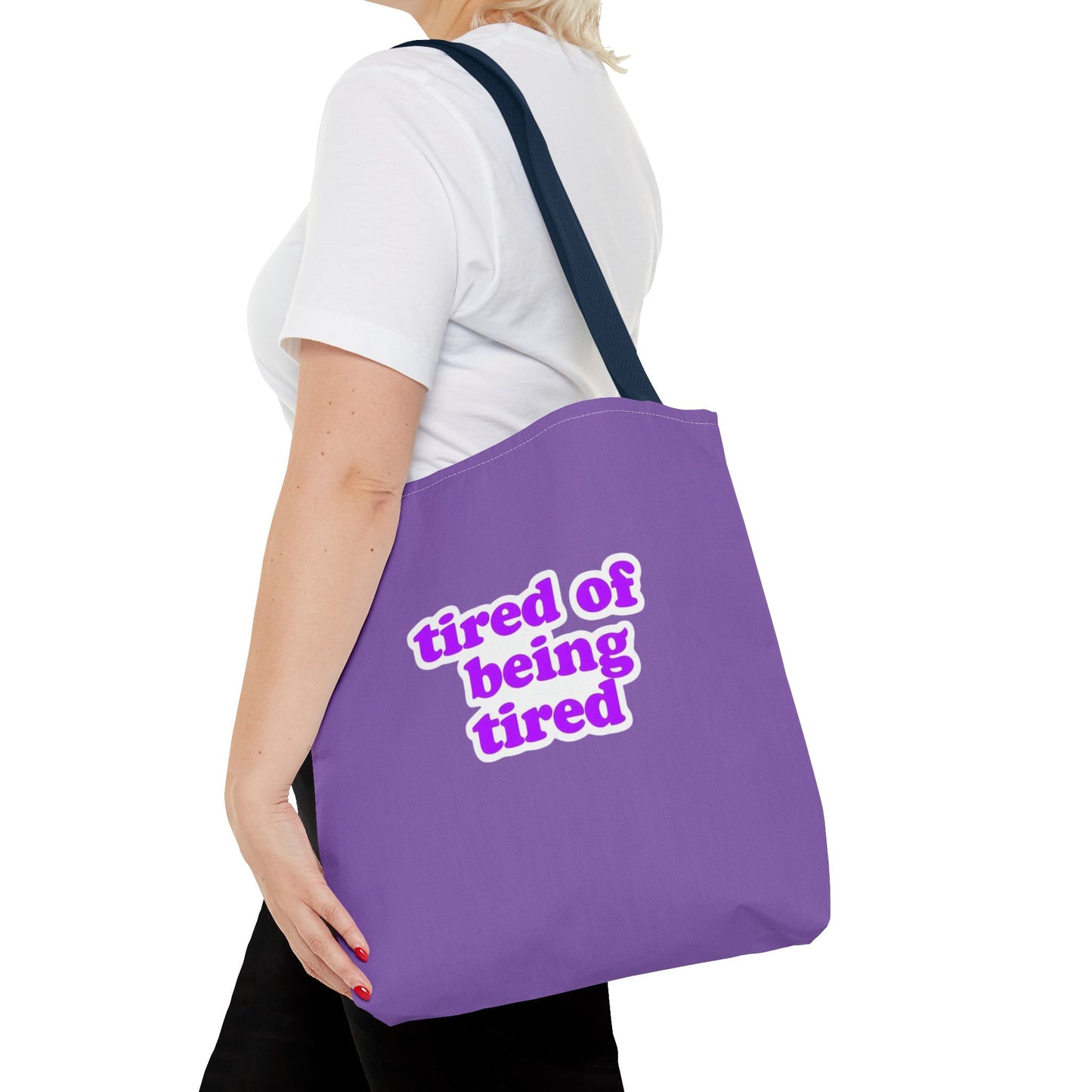 Autoimmune Disease Awareness Tote Bag - "tired of being tired" (Purple)