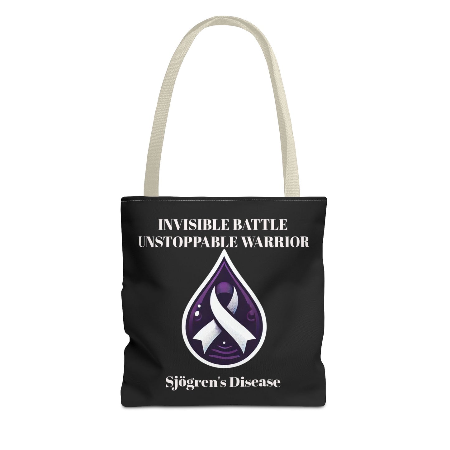 Invisible Battle Unstoppable Warrior Tote Bag - Sjögren's Disease Awareness (Black)