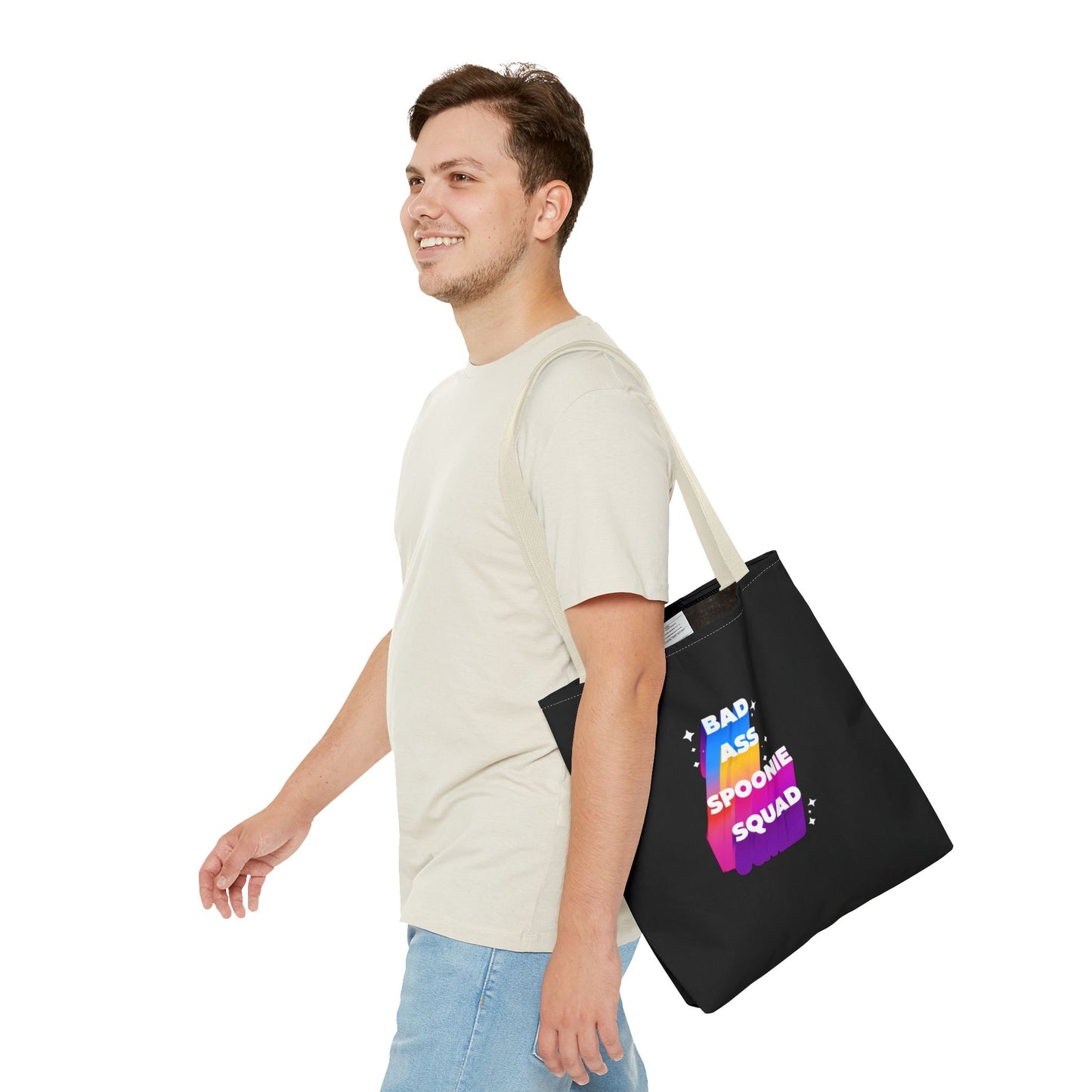 Autoimmune Disease Awareness Tote Bag - "Bad Ass Spoonie Squad" (Black)