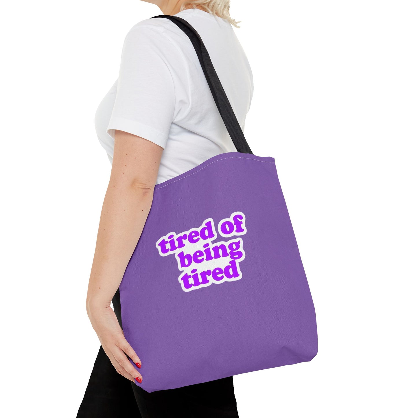 Autoimmune Disease Awareness Tote Bag - "tired of being tired" (Purple)