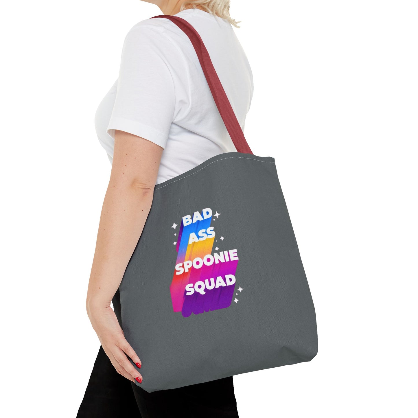 Autoimmune Disease Awareness Tote Bag - "Bad Ass Spoonie Squad" (Dark Grey)