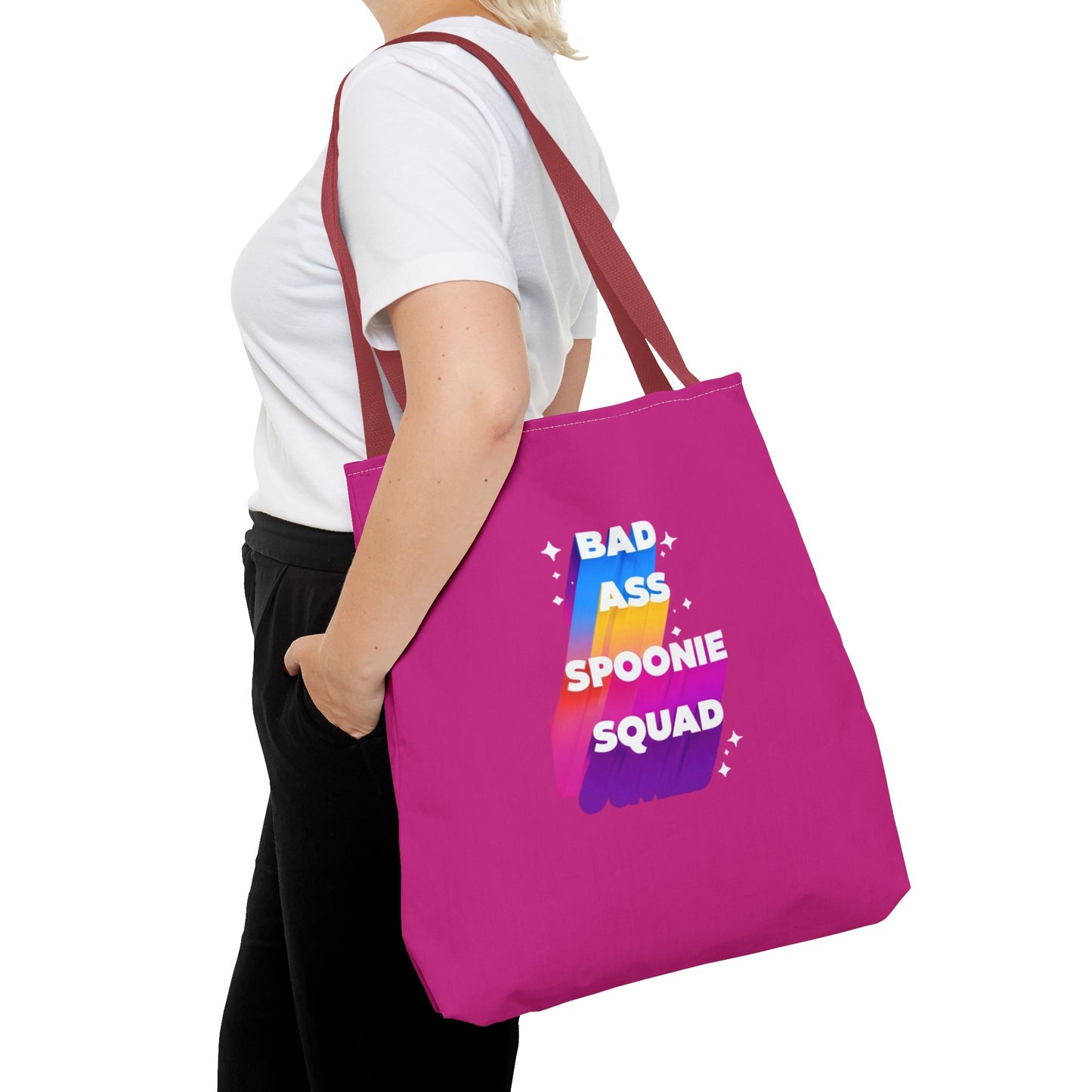 Autoimmune Disease Awareness Tote Bag - "Big Ass Spoonie Squad" (Pink)