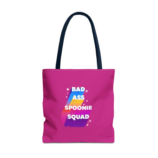 Autoimmune Disease Awareness Tote Bag - "Big Ass Spoonie Squad" (Pink)