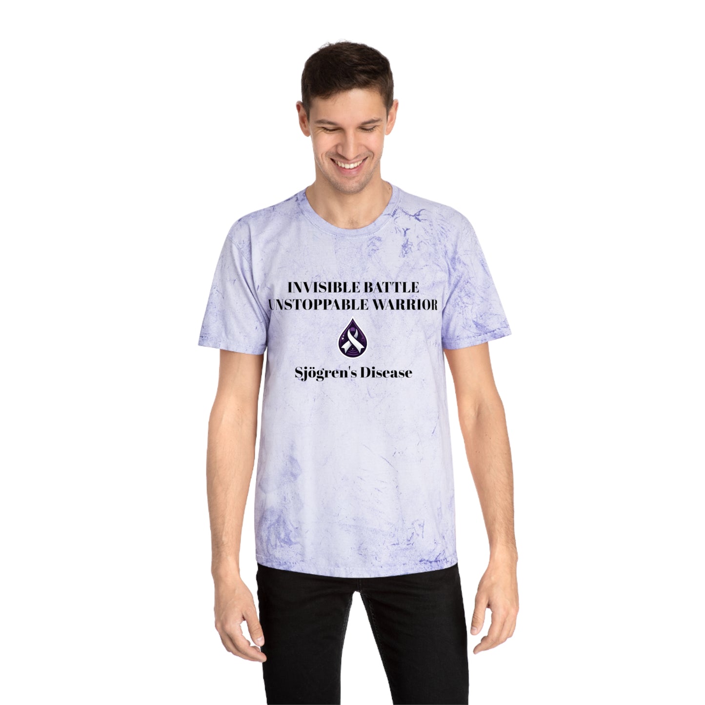 Unisex Color Blast T-Shirt - Invisible Battle, Unstoppable Warrior - Sjögren's Disease Awareness