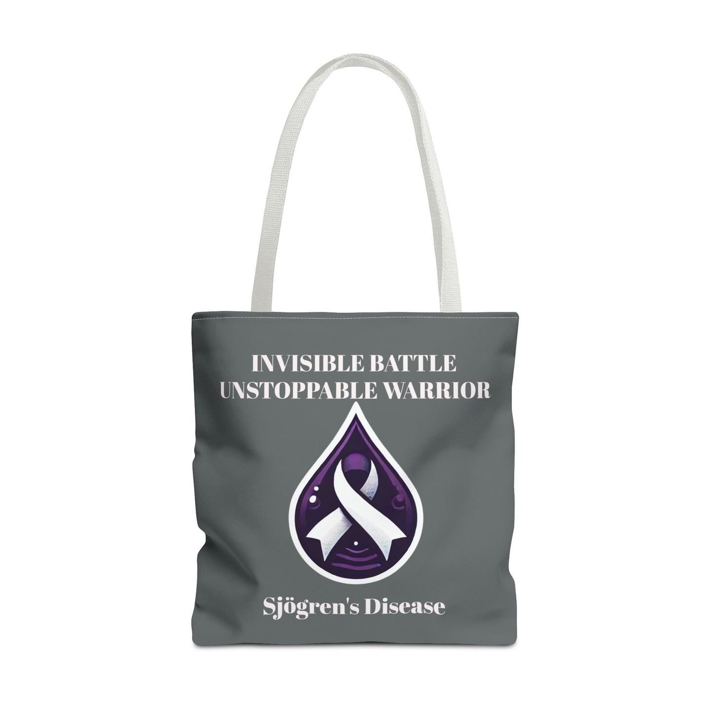 Invisible Battle Unstoppable Warrior Tote Bag - Sjögren's Disease Awareness (Dark Gray)