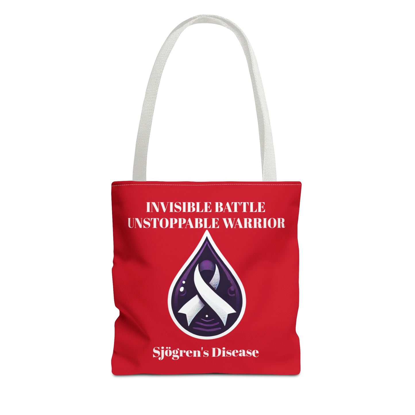 Invisible Battle Unstoppable Warrior Tote Bag - Sjögren's Disease Awareness (Red)