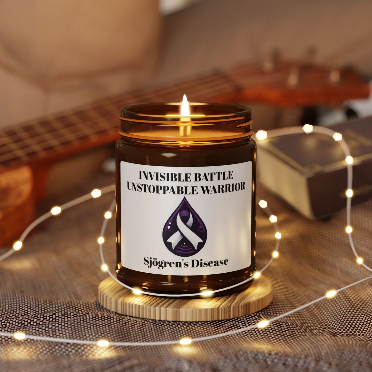 Scented Soy Candle - Invisible Battle Unstoppable Warrior - Sjögren's Disease Awareness