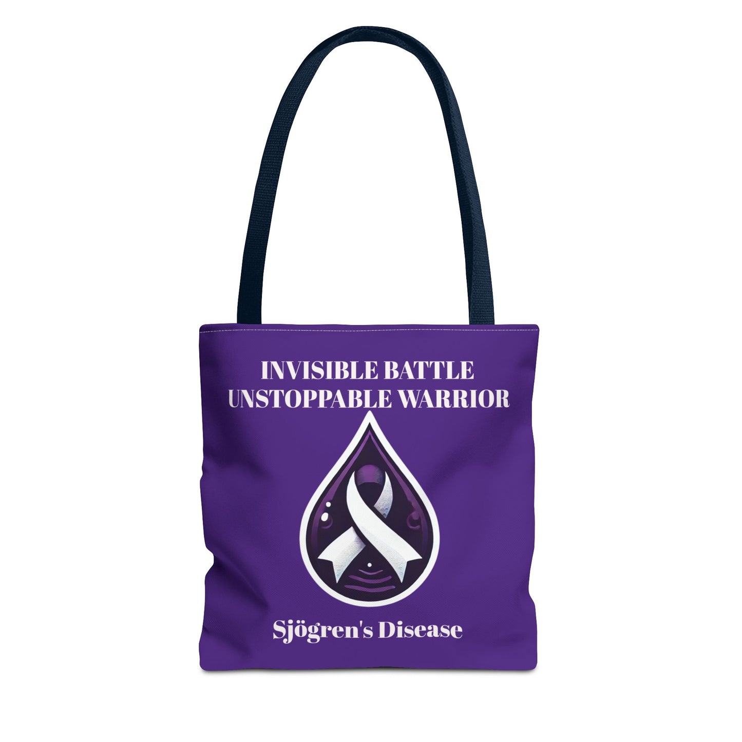 Invisible Battle Unstoppable Warrior Tote Bag - Sjögren's Disease Awareness (Dark Purple)