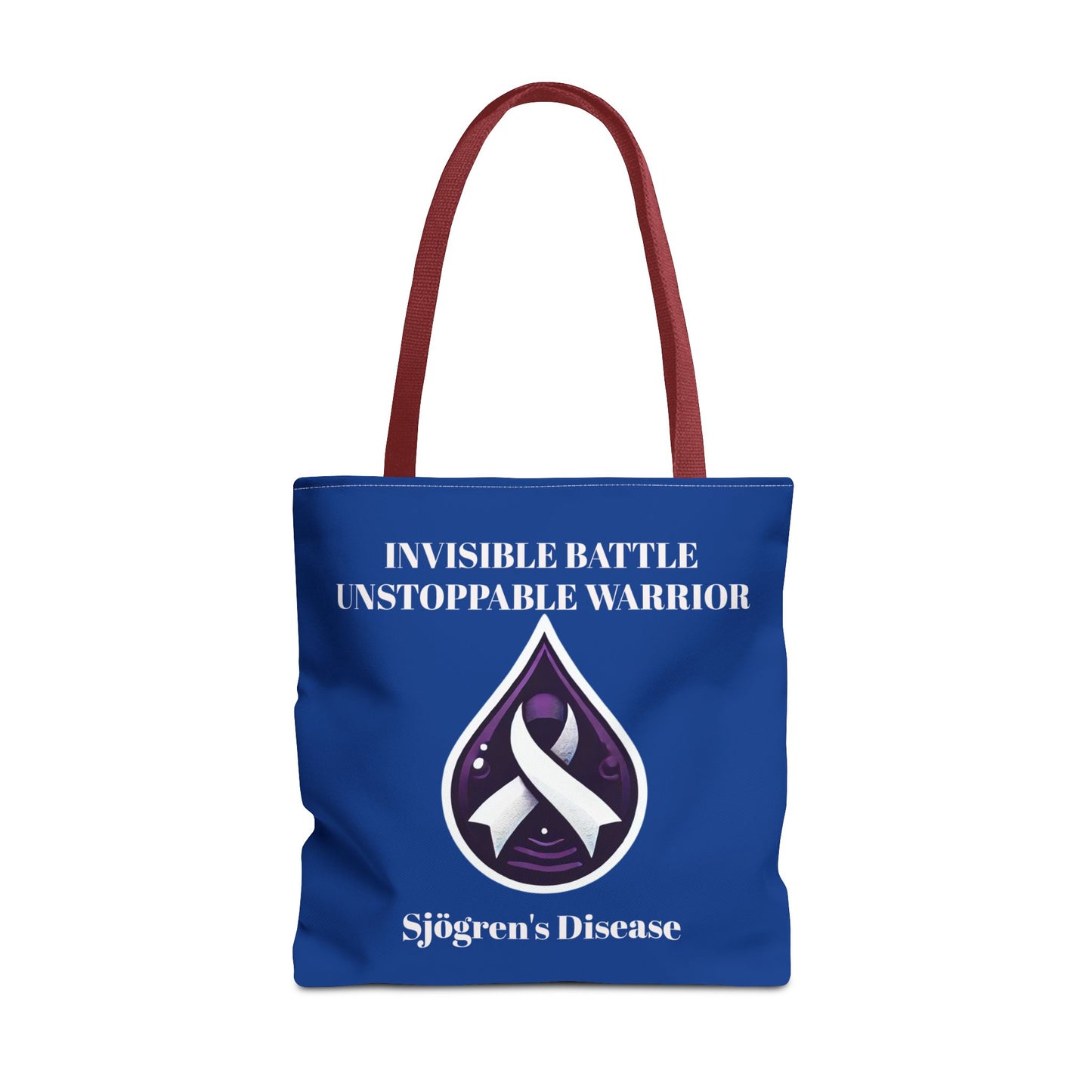 Invisible Battle Unstoppable Warrior Tote Bag - Sjögren's Disease Awareness (Dark Blue)