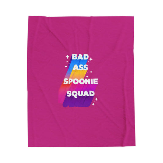 "Bad Ass Spoonie Squad" Velveteen Plush Blanket - Cozy Comfort for Caregivers & Patients