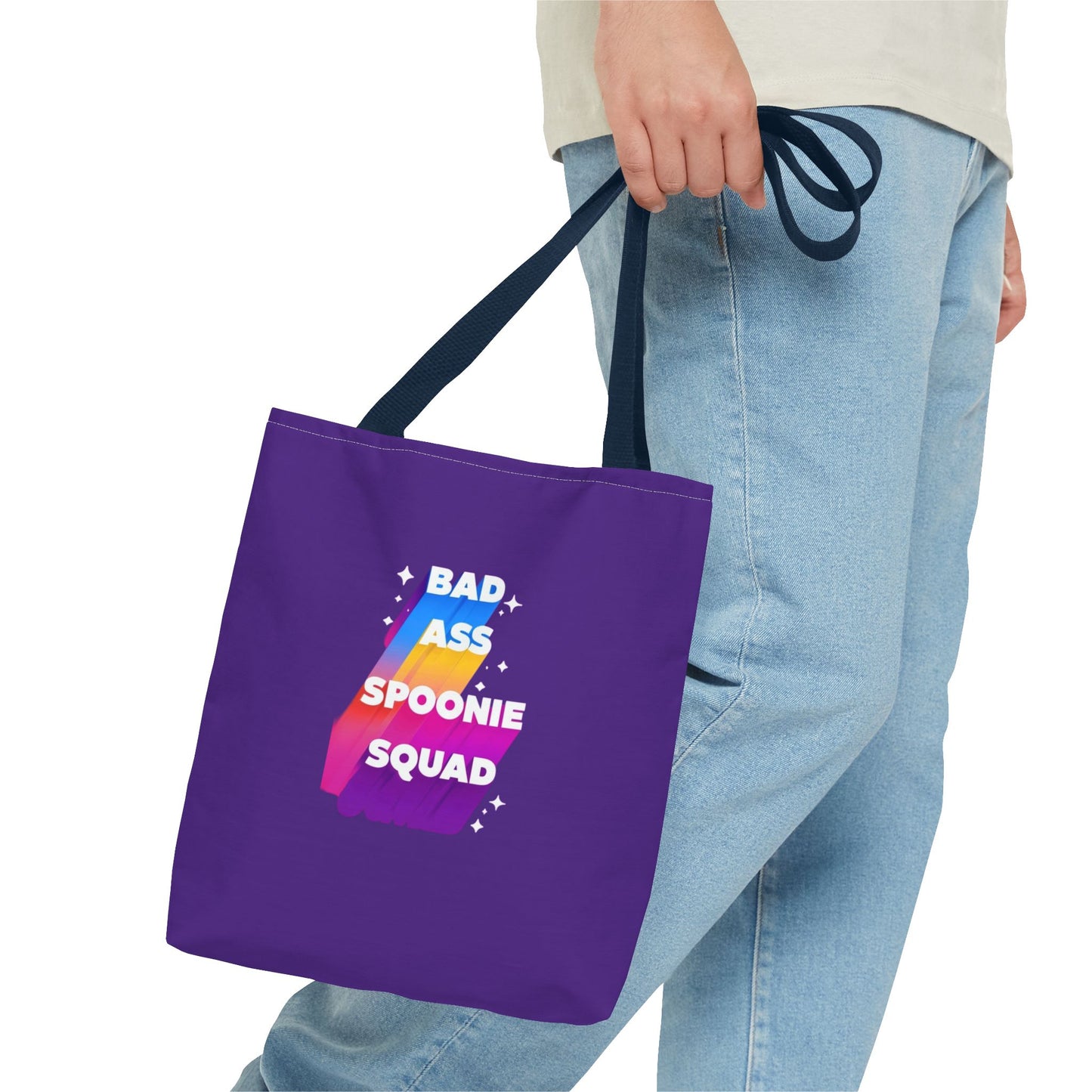 Autoimmune Disease Awareness Tote Bag - "Bad Ass Spoonie Squad" (Purple)