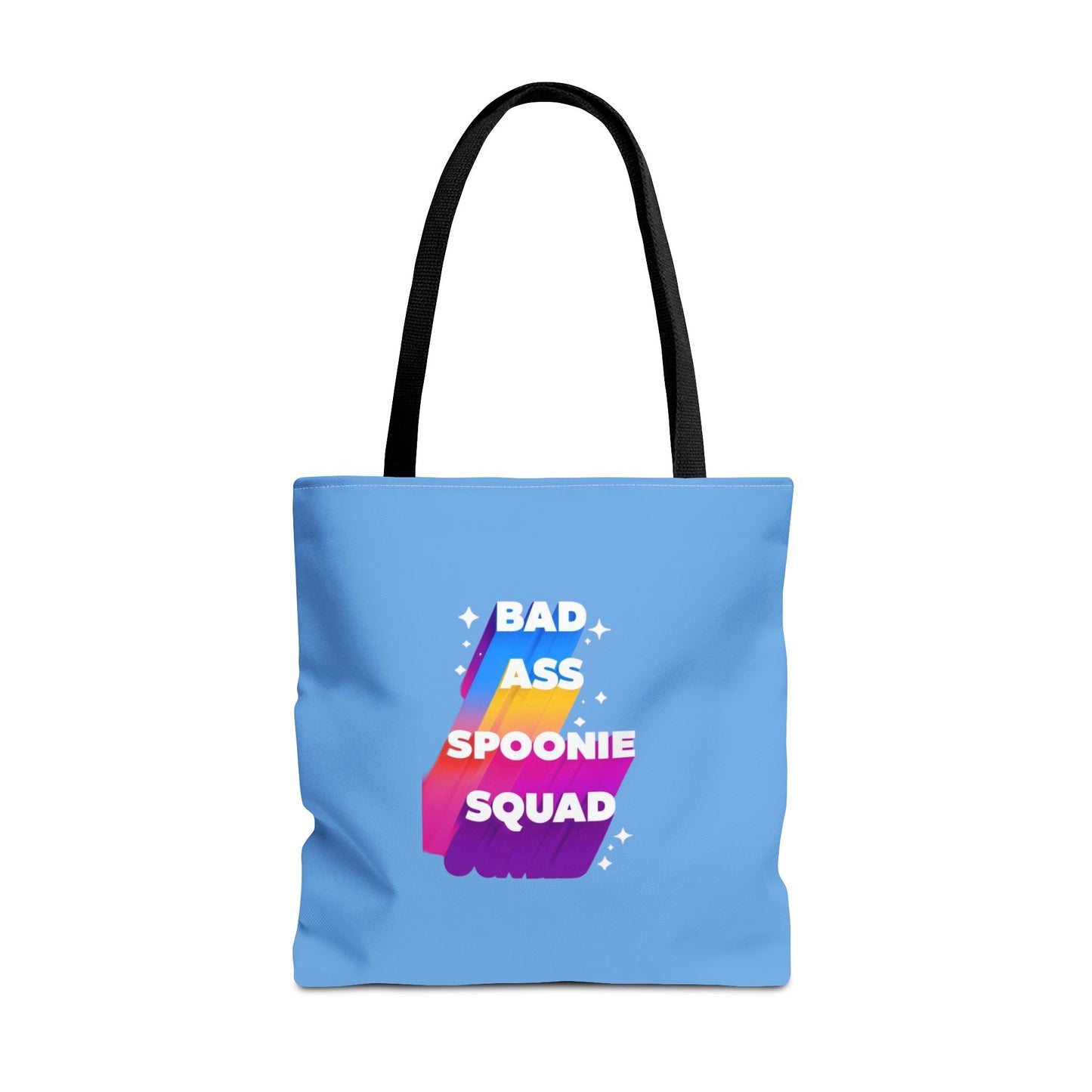 Autoimmune Disease Awareness Tote Bag - "Big Ass Spoonie Squad" (Light Blue)