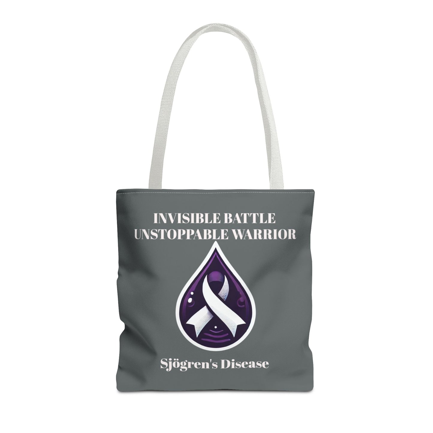 Invisible Battle Unstoppable Warrior Tote Bag - Sjögren's Disease Awareness (Dark Gray)
