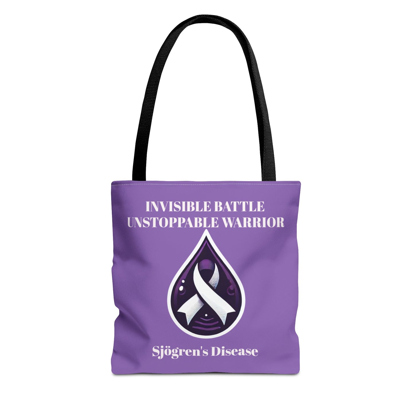 Invisible Battle Unstoppable Warrior Tote Bag - Sjögren's Disease Awareness (Purple)