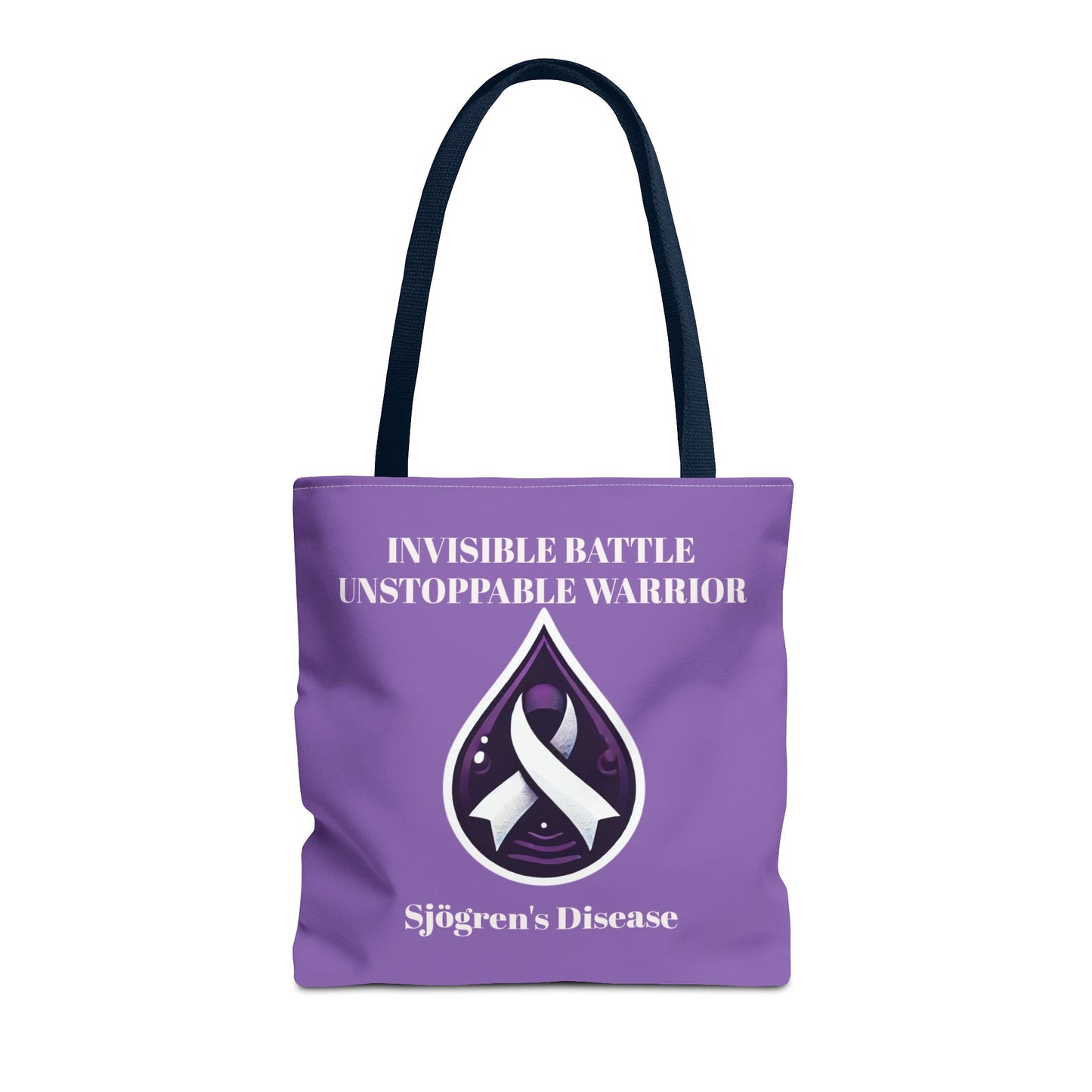 Invisible Battle Unstoppable Warrior Tote Bag - Sjögren's Disease Awareness (Purple)
