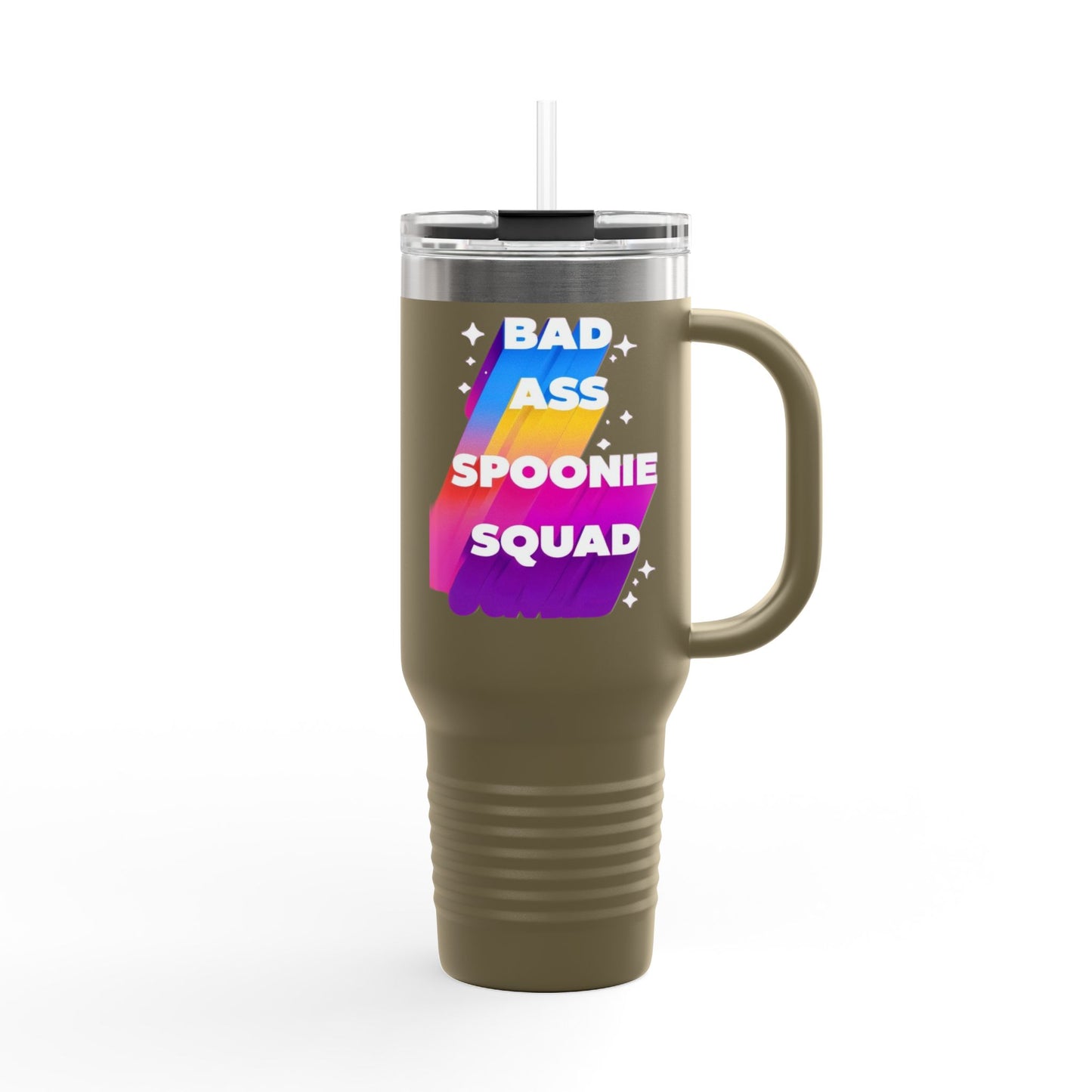 Autoimmune Disease Awareness Insulated Travel Mug – "Bad Ass Spoonie Squad", 40oz