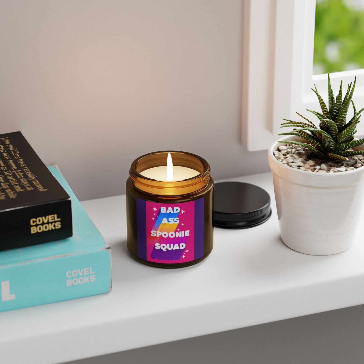 Sjögren's Disease ""Bad Ass Spoonie Squad"" |Scented Soy Candle -  Amber Jar | Relaxing Aromatherapy